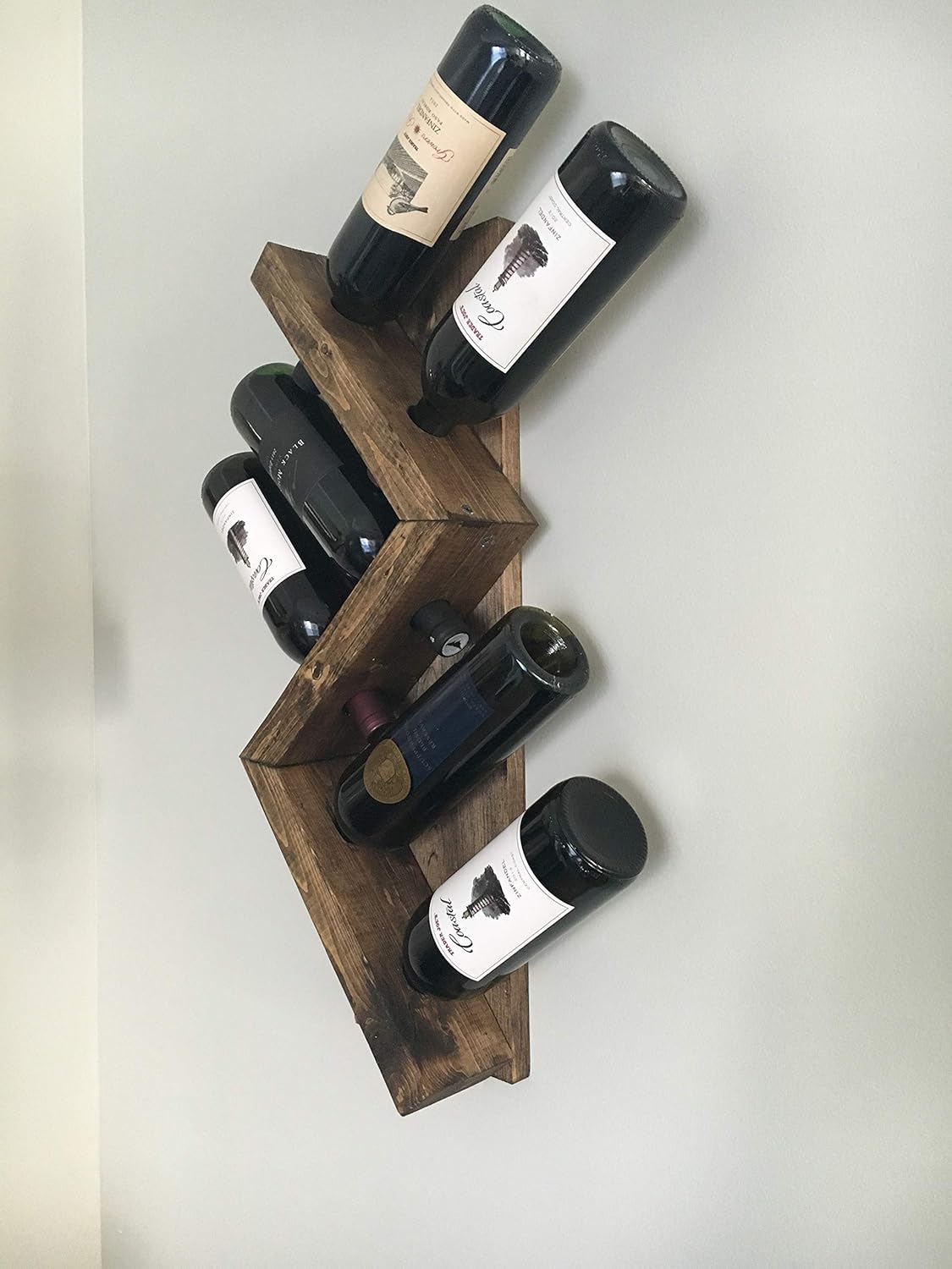 Zig Zag Wine Rack Wall Mounted - Dark Walnut