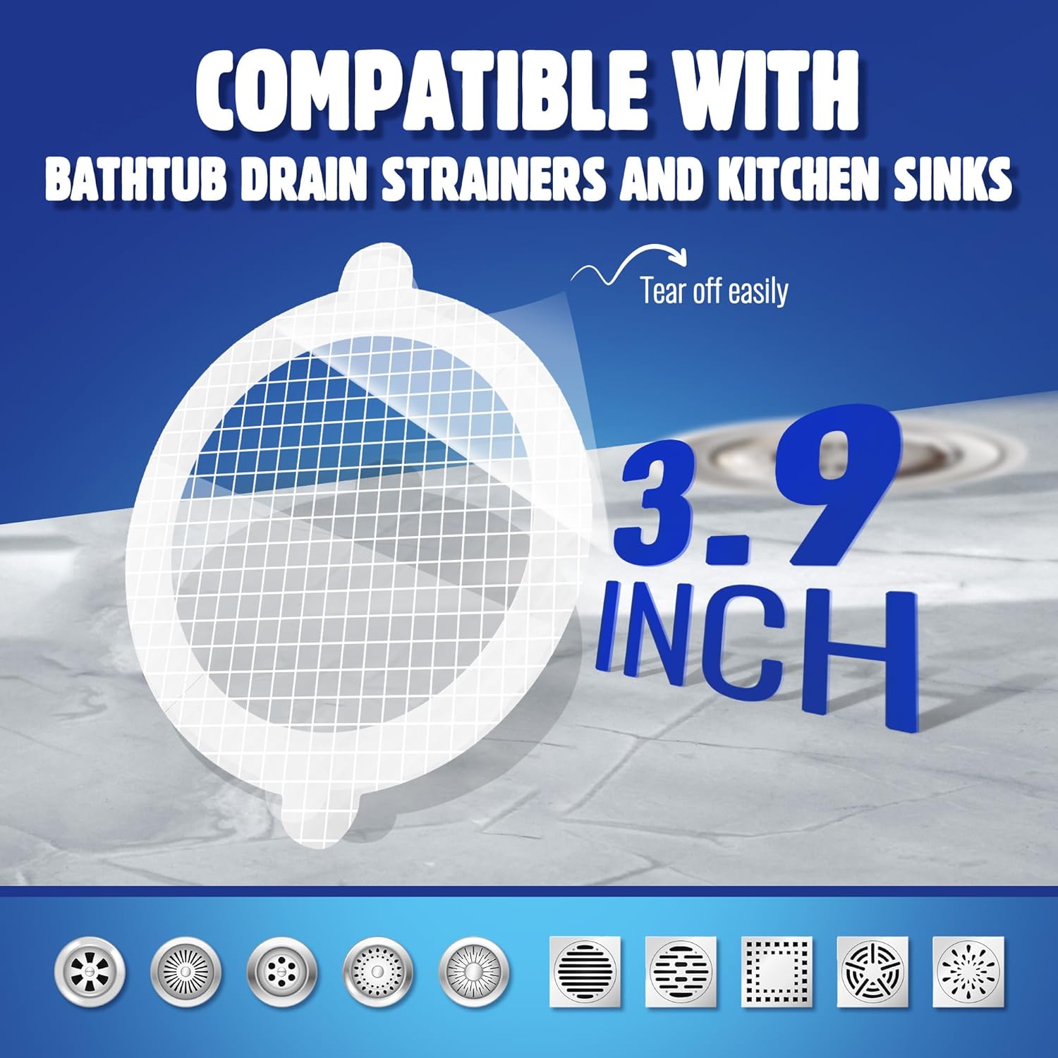 AIRSHOOTER Disposable Drain Hair Catcher Mesh Stickers Pack of 50 1
