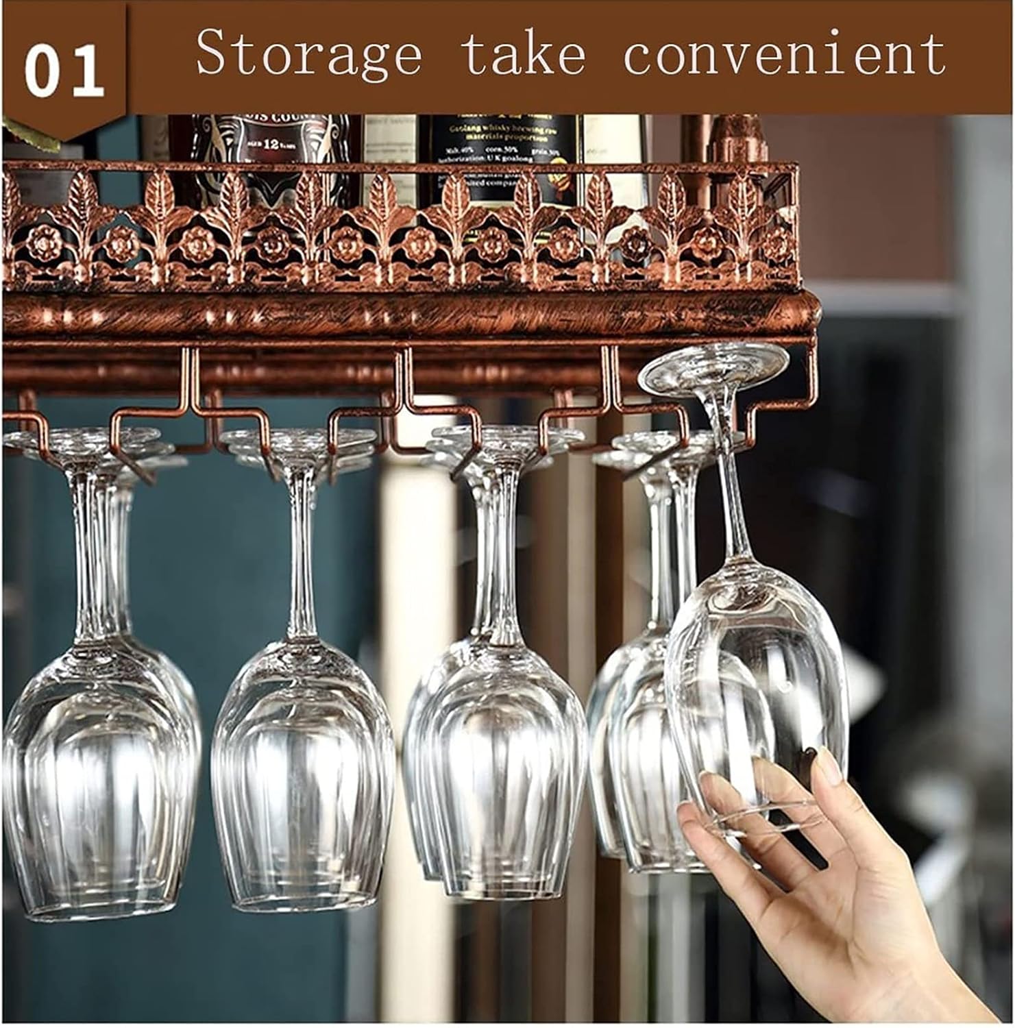 Adjustable Wall-Mounted Wine Rack Iron Metal Ceiling Holder for Home Bar