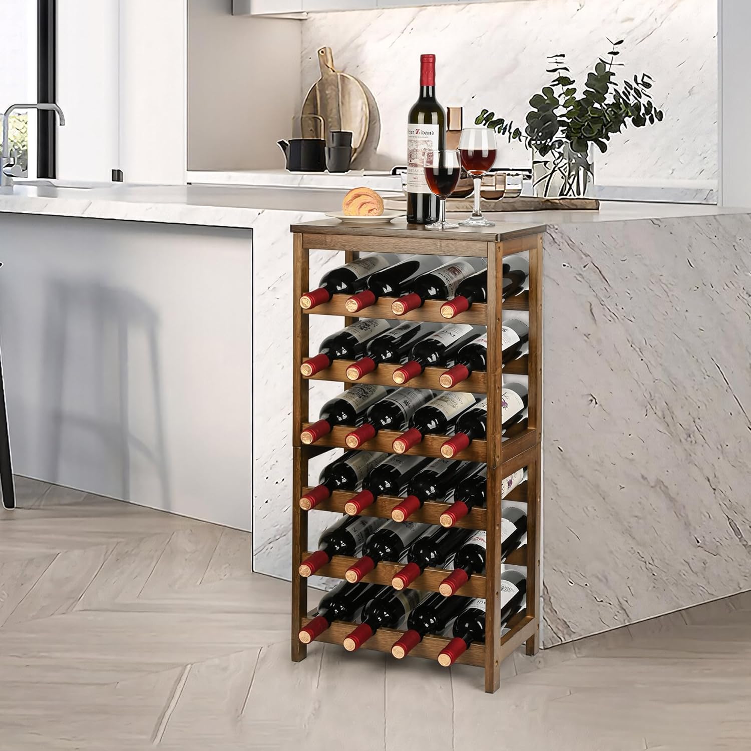 VASMIA 6-Tier Freestanding Bamboo Wine Rack 1