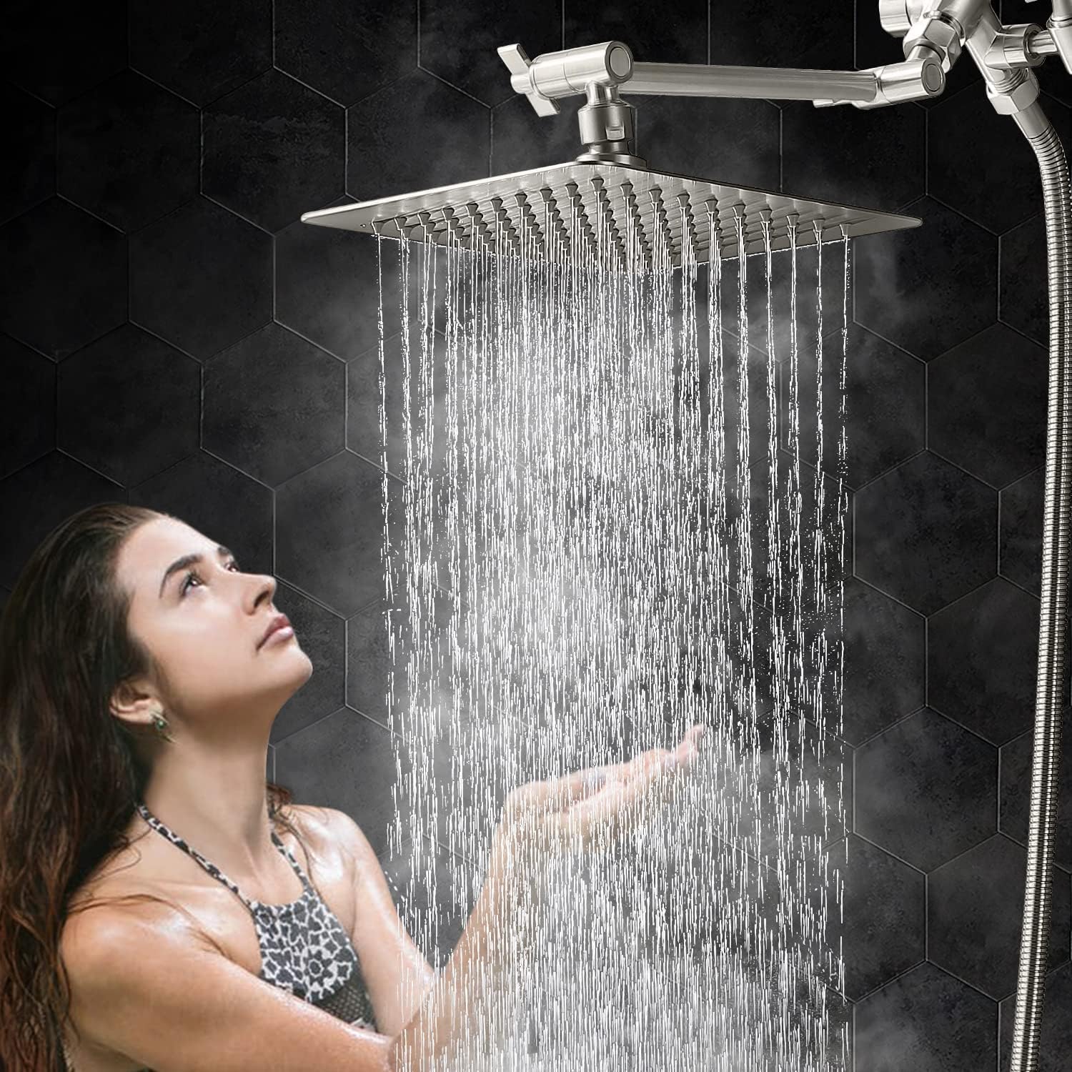 G-Promise All Metal 10 Dual Square Shower Head Combo