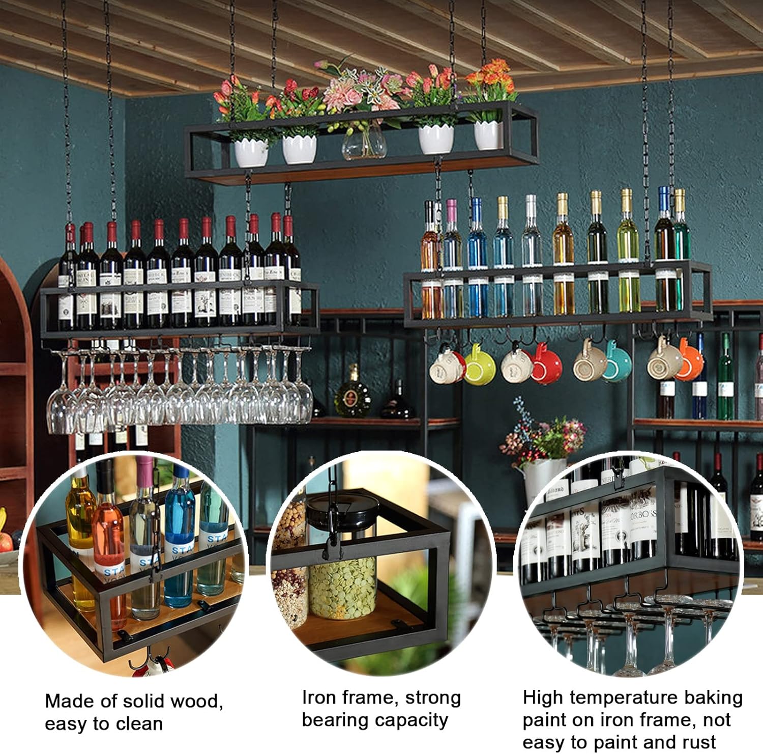 ZJDYDY Adjustable Wall-Mounted Wine Glass Rack