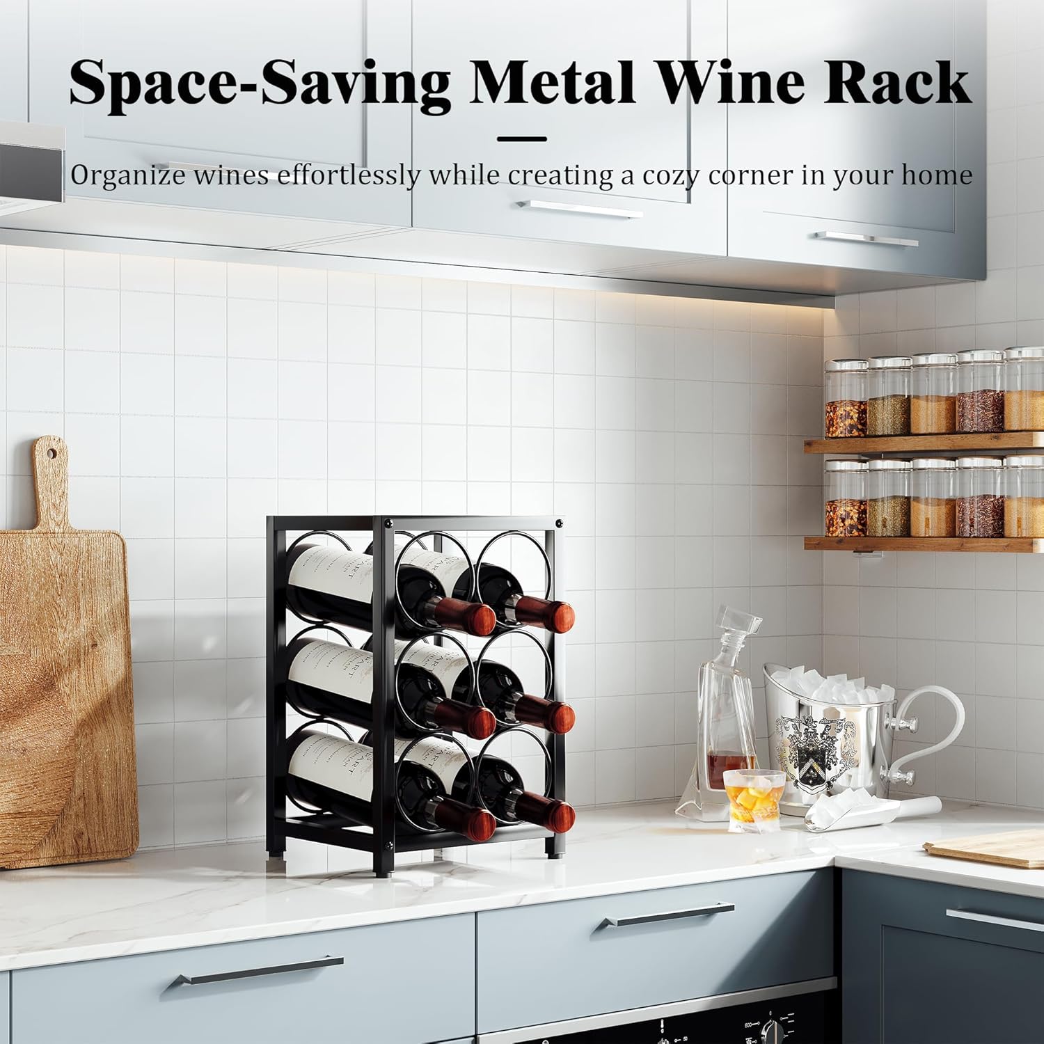Hjarta Compact Wine Rack for Countertop and Cabinet