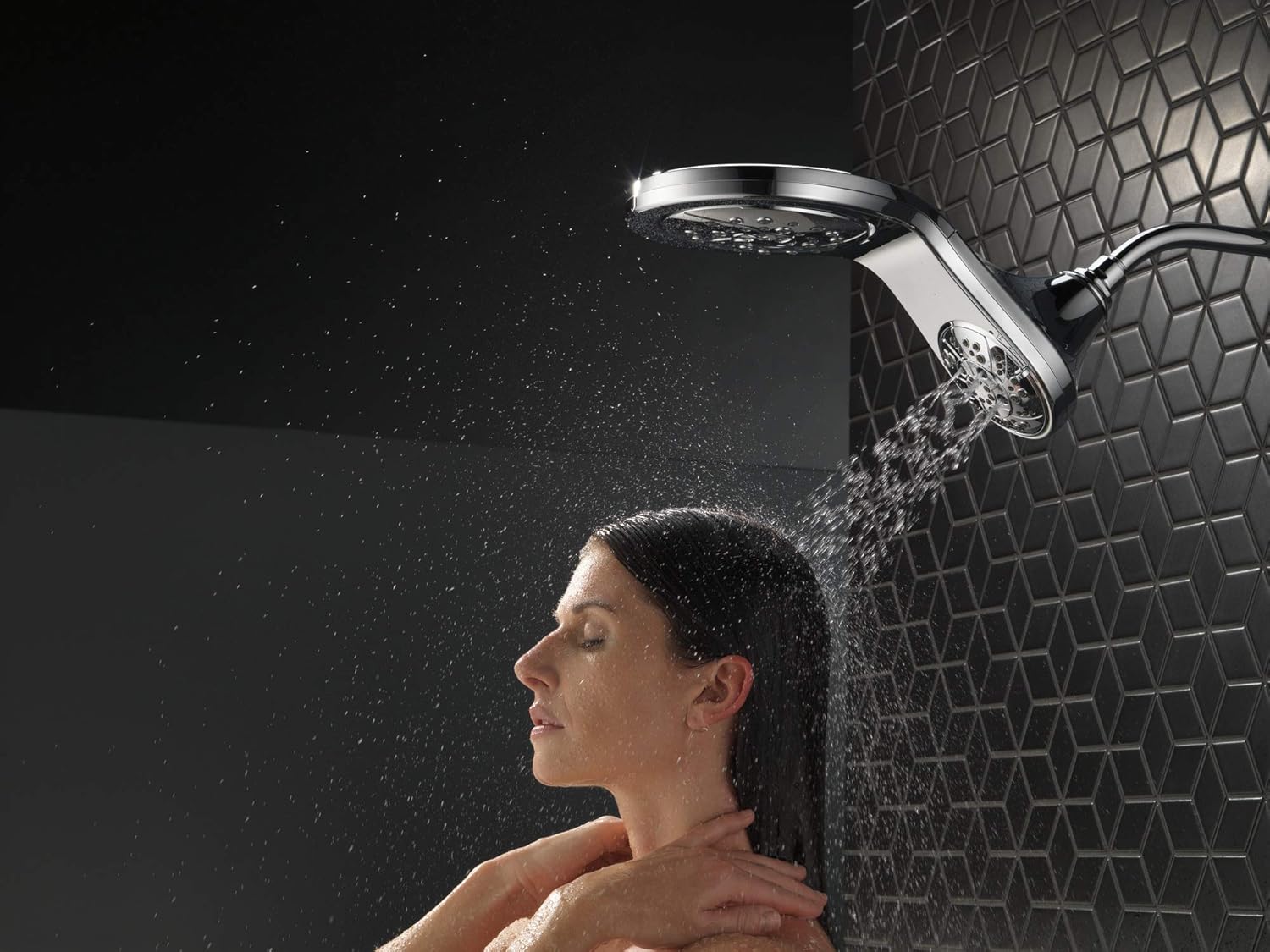 Delta HydroRain H2Okinetic 5-Setting Shower Head Combo Matte Black