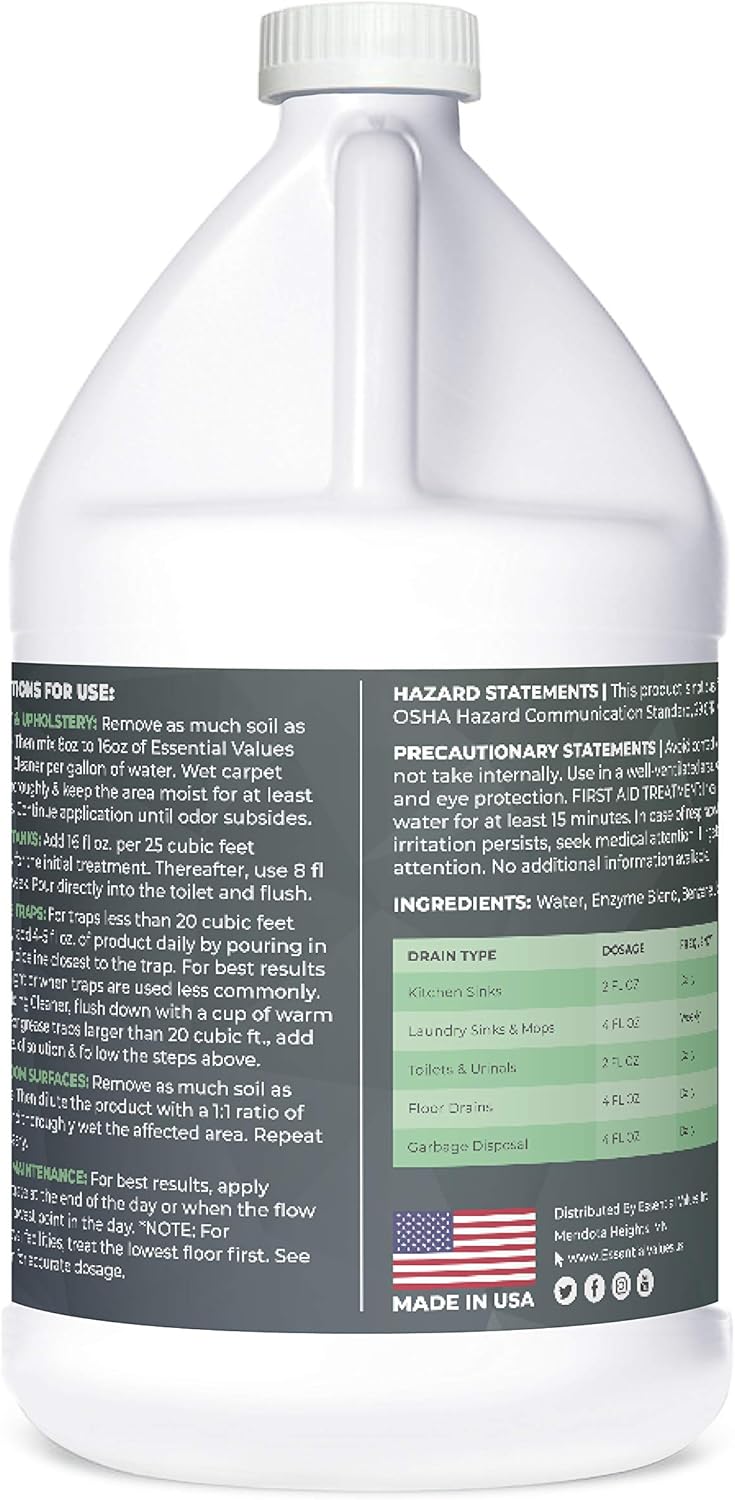 Essential Values Enzyme Cleaner 1 Gallon Drain Cleaner Multi-Purpose Solution