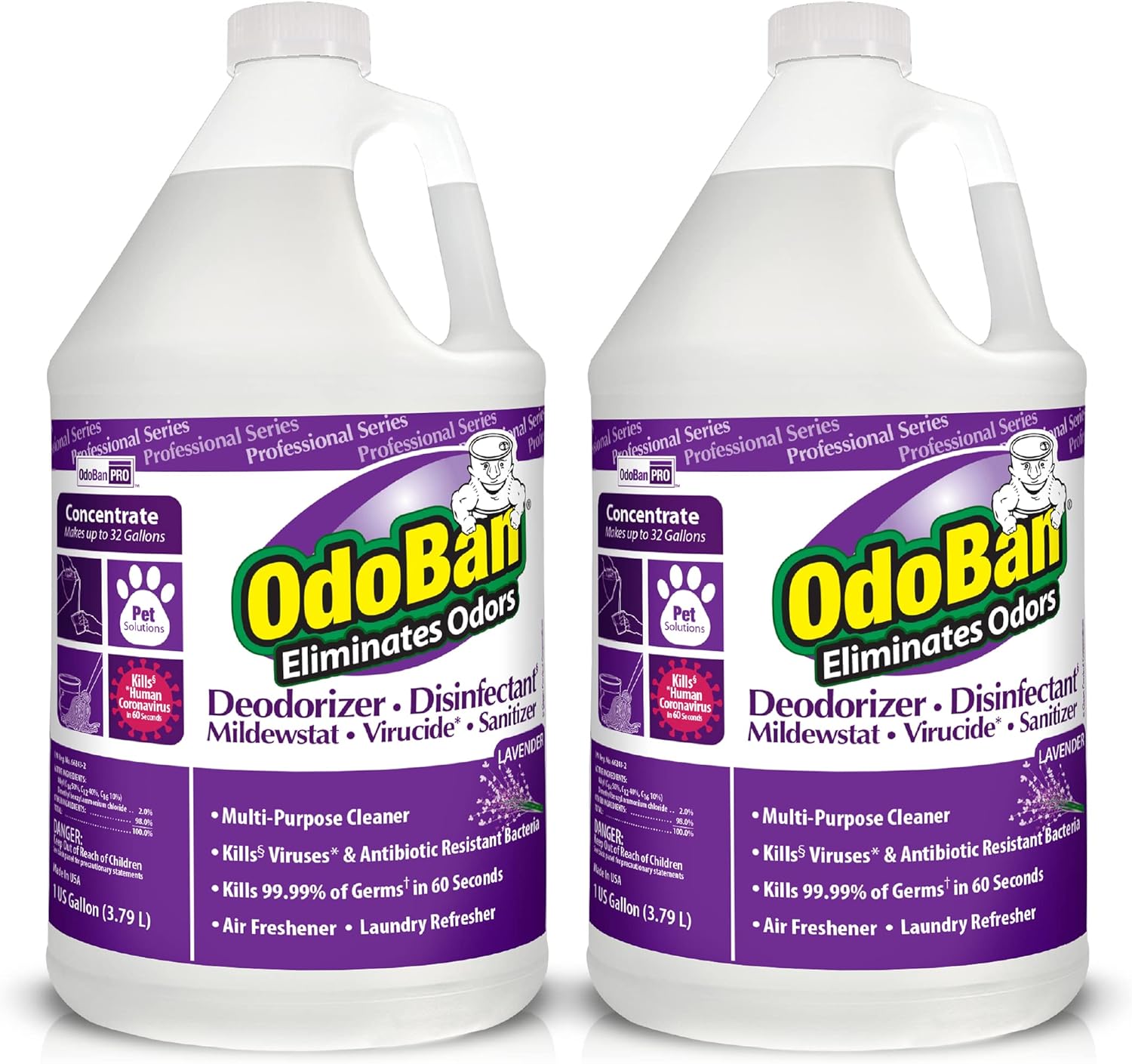 OdoBan Professional Disinfectant 2-Pack 1 Gallon Lavender Scent