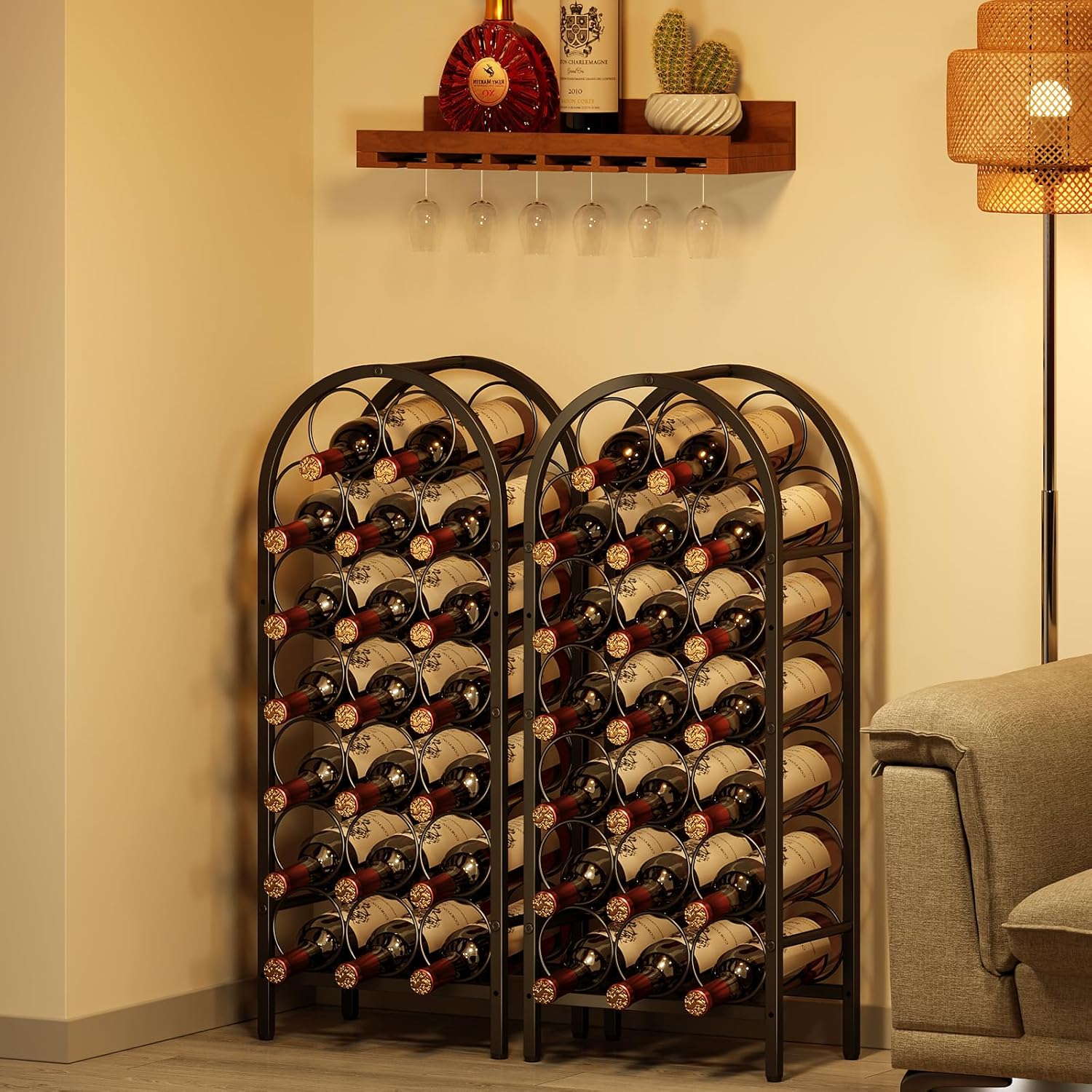 X-cosrack 40 Bottle Wine Rack with 2 Wooden Desktops