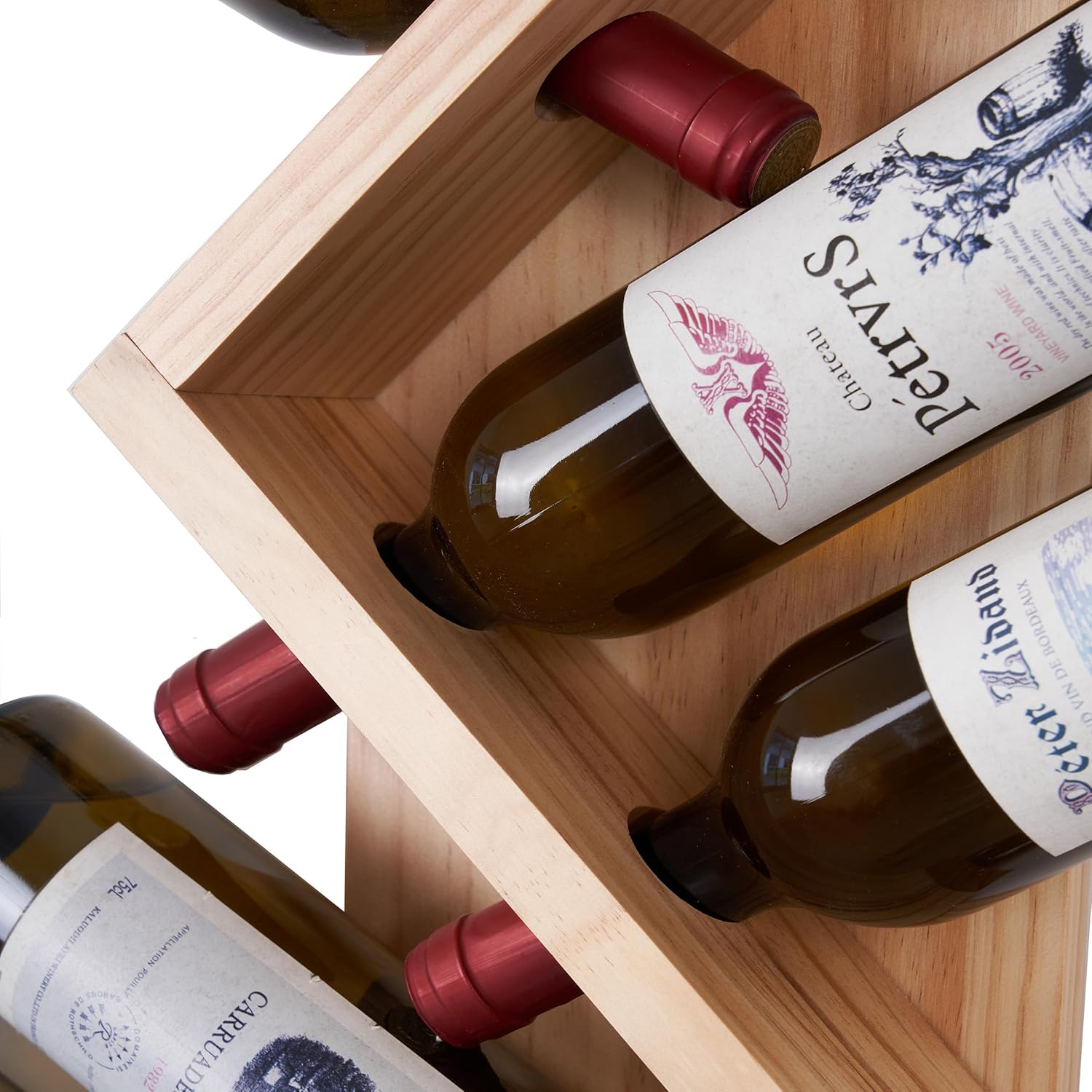 Stylish Wall-Mounted Pine Wine Rack With 8 Bottle Capacity
