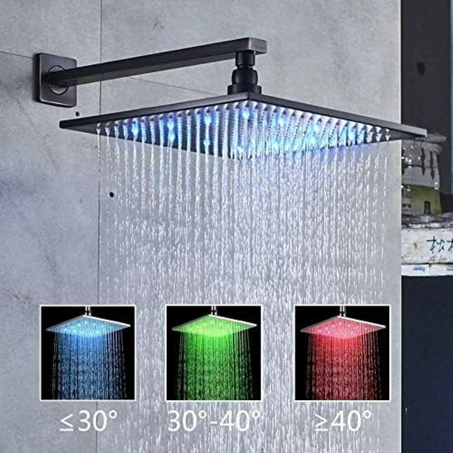 TECKI Thermostatic Shower Set with LED Rainfall and Massage