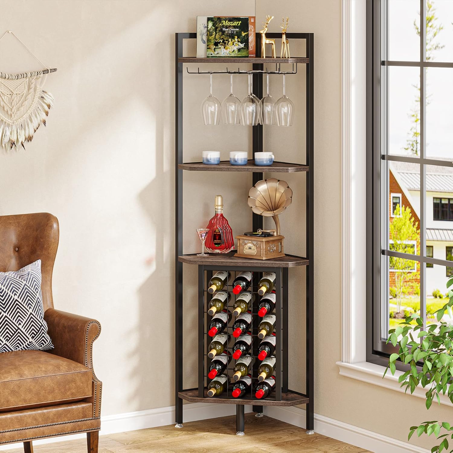 Tribesigns 4 Tier Industrial Corner Wine Rack