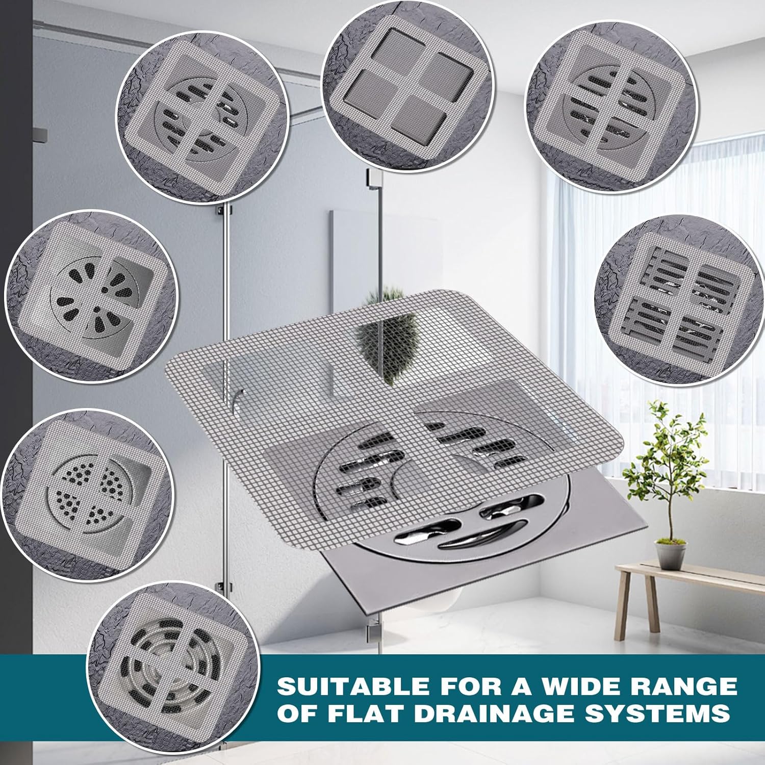 Quxddy 100pcs 4 Inch Square Drain Cover for Hair and Debris