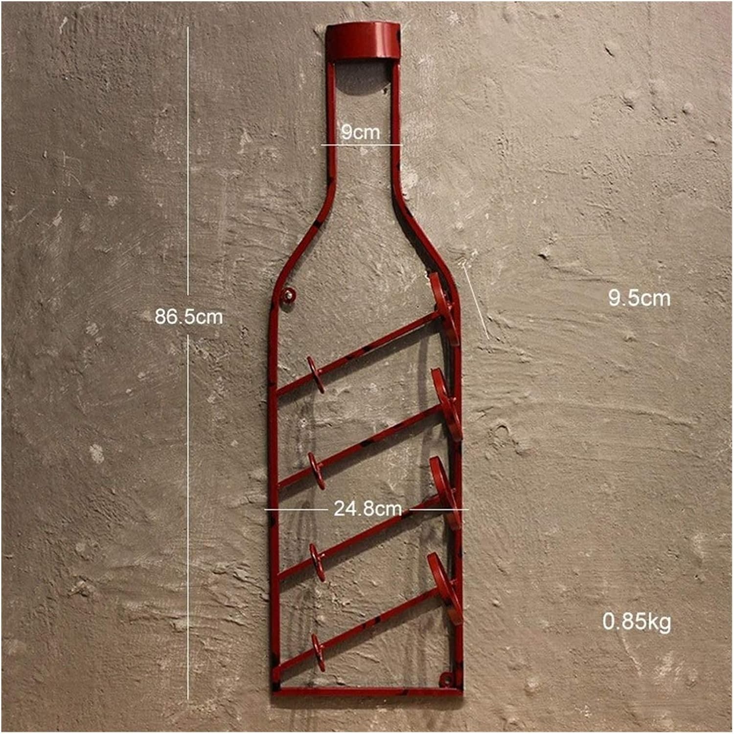 ALDEPO Wall-Mounted Wine Rack Retro Industrial Style Red