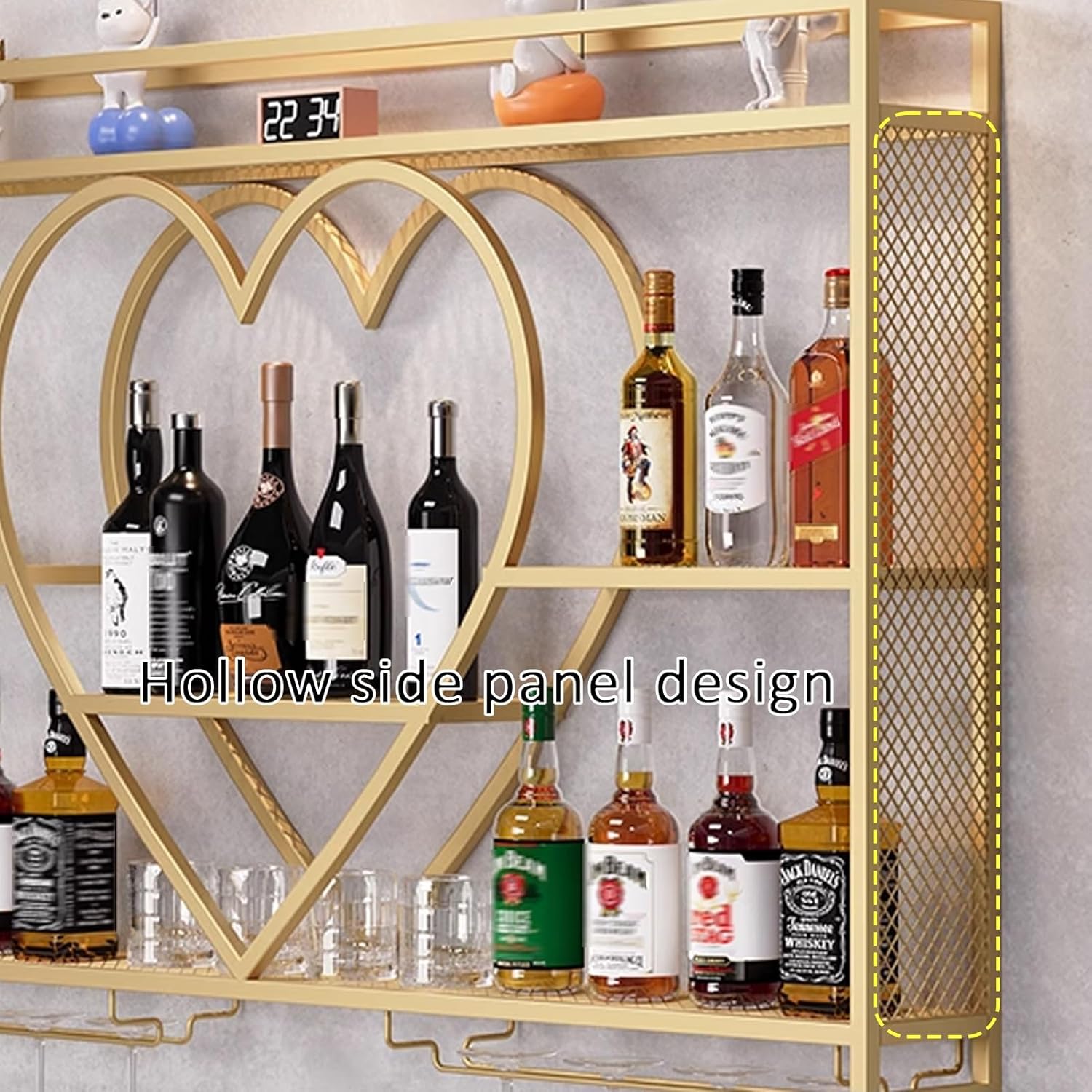 JKGHK 4-Layer Wall Wine Rack with Glass Holder