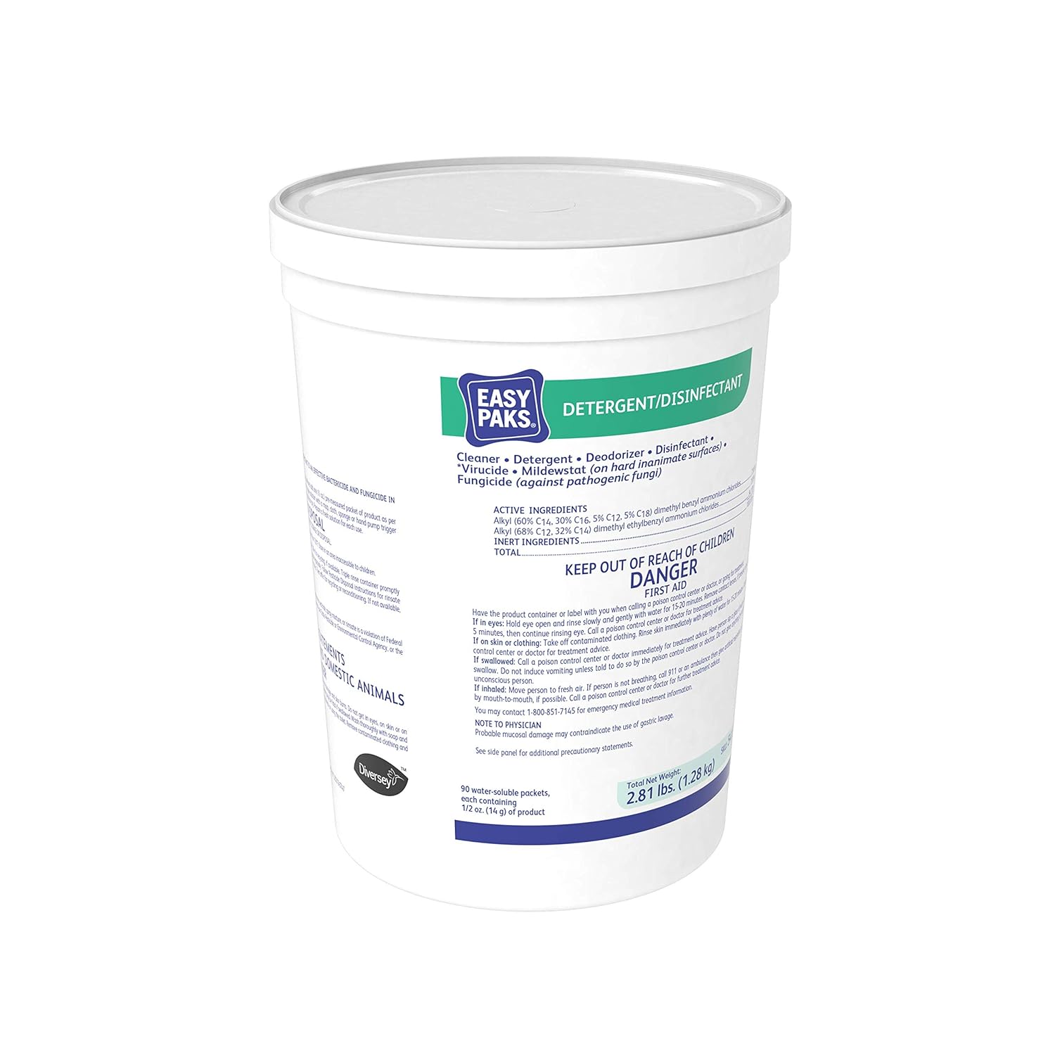 Diversey 5412135 Easy Paks Detergent Disinfectant 90-Packs per Tub