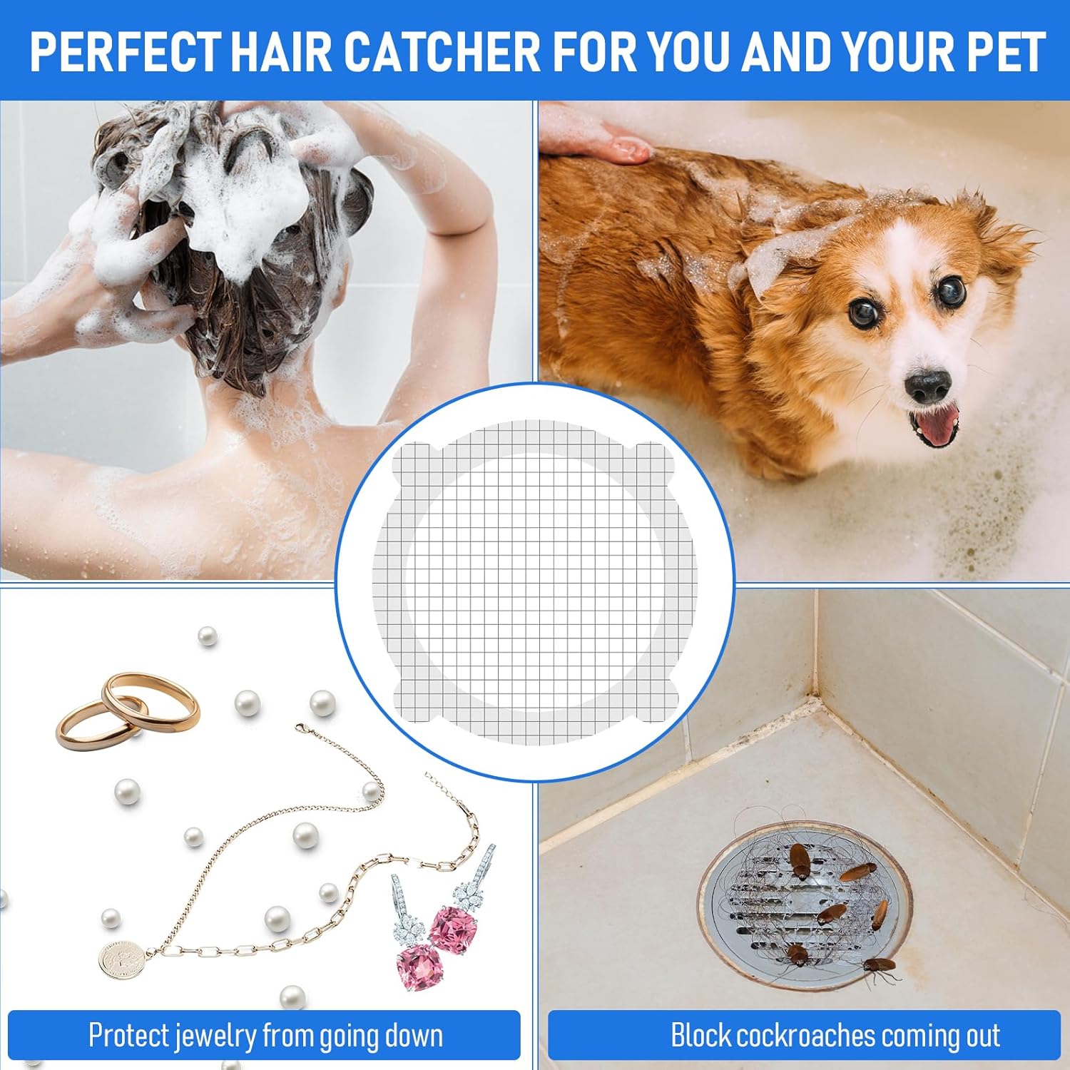 20 Pack Disposable Shower Hair Catcher Stickers