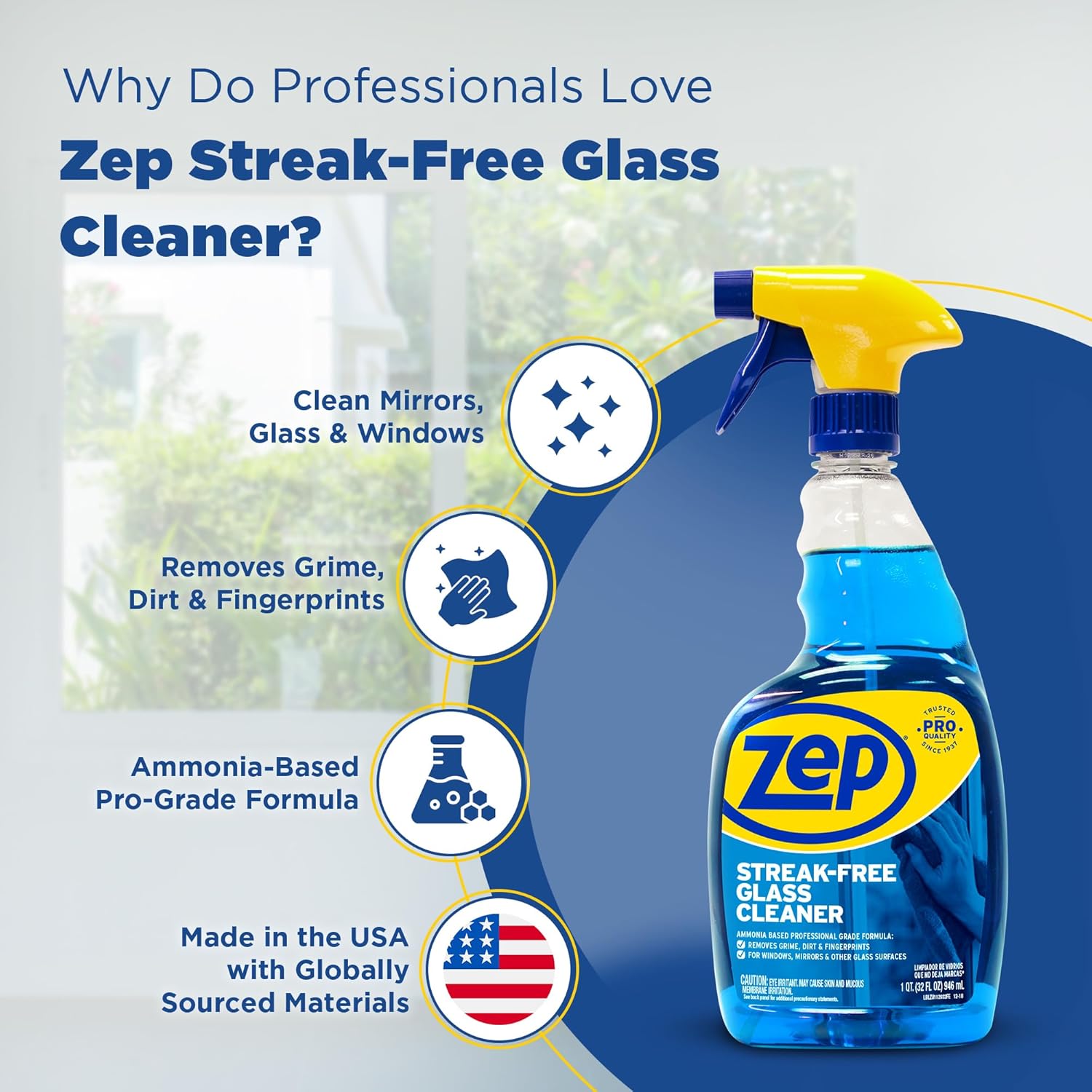 Zep Streak-Free Glass Cleaner 32 Oz Case of 12
