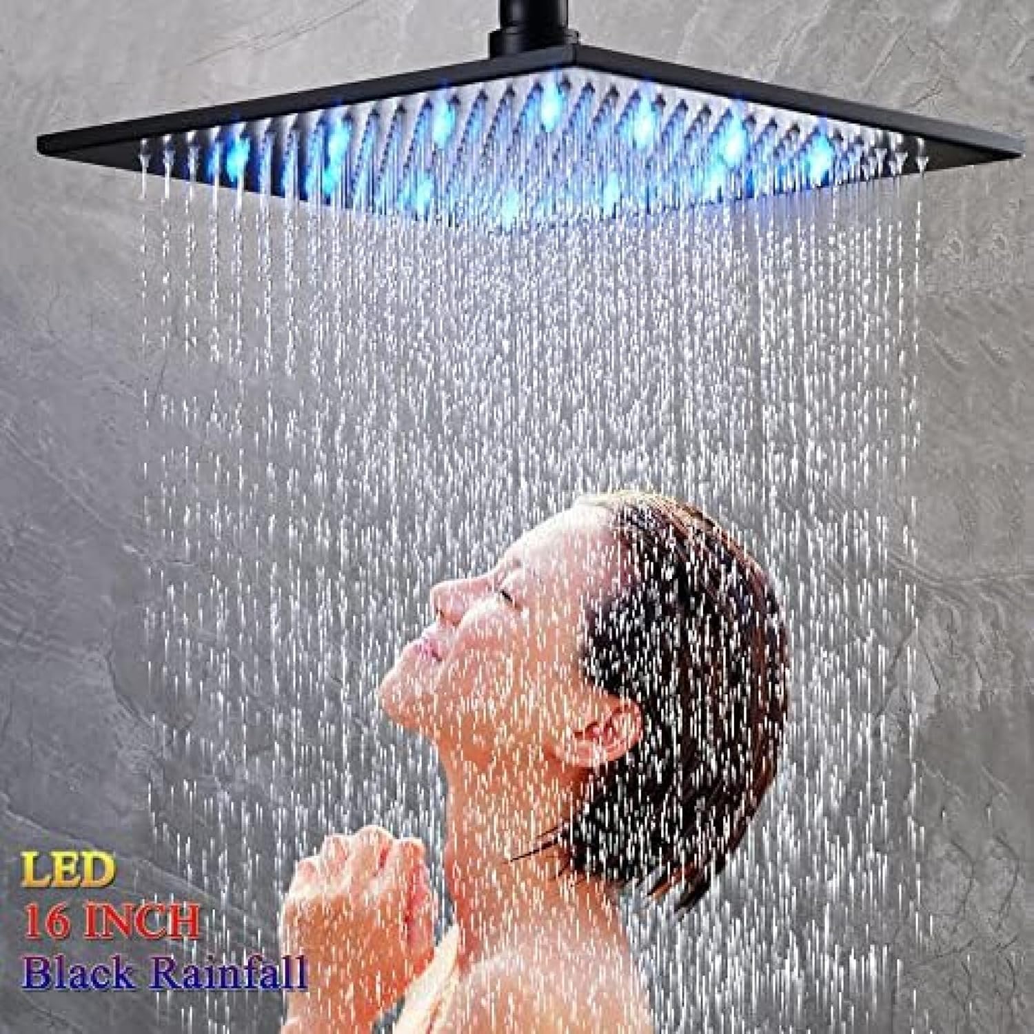 TECKI Thermostatic Shower Set with LED Rainfall and Massage