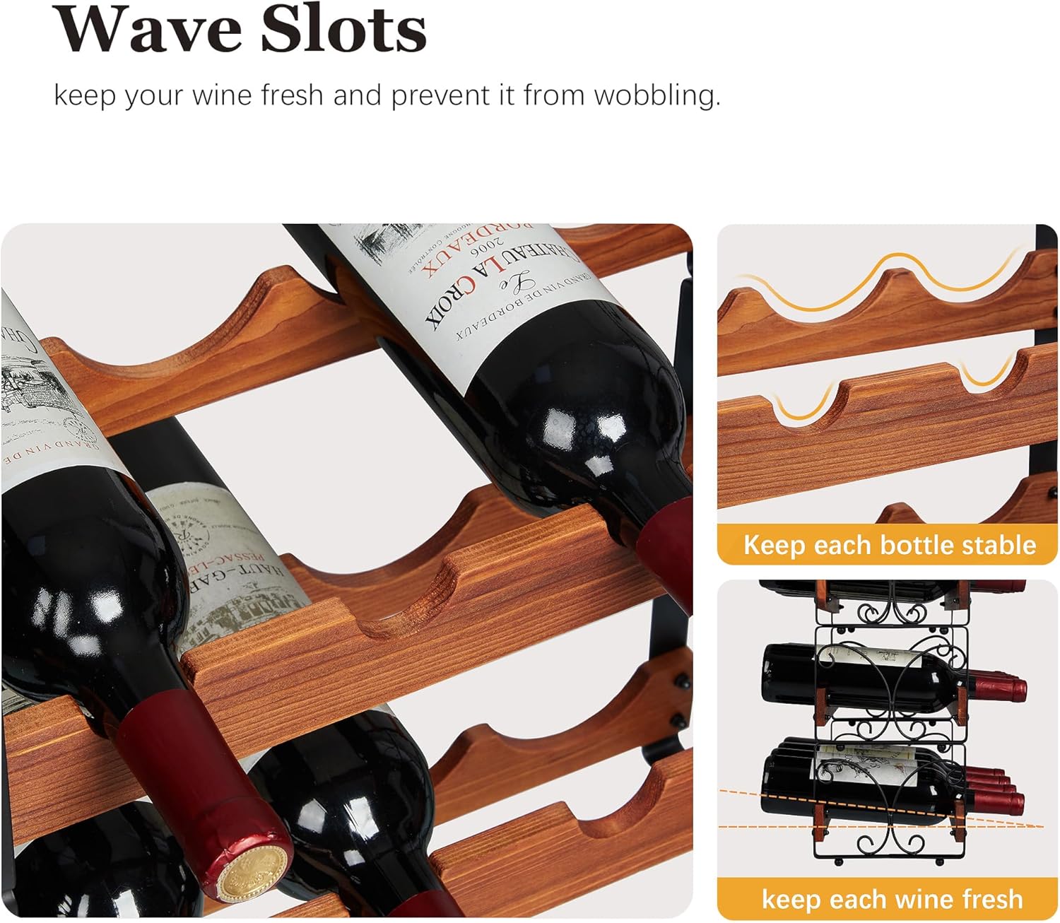 X-cosrack 4 Tier Stackable Wine Rack with Patent Design