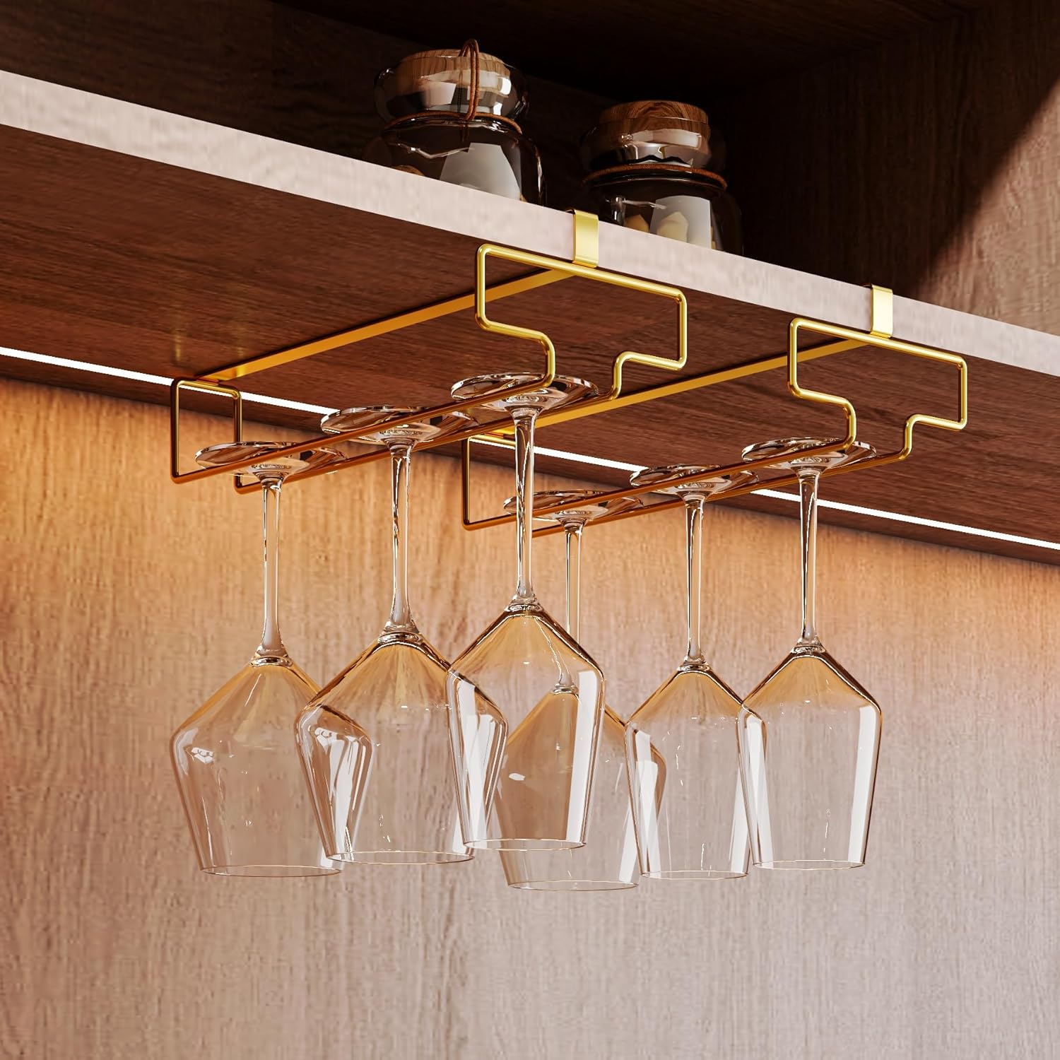 2Pcs Wine Glass Hanger - No-Drill Quick Install Home Stemware Rack
