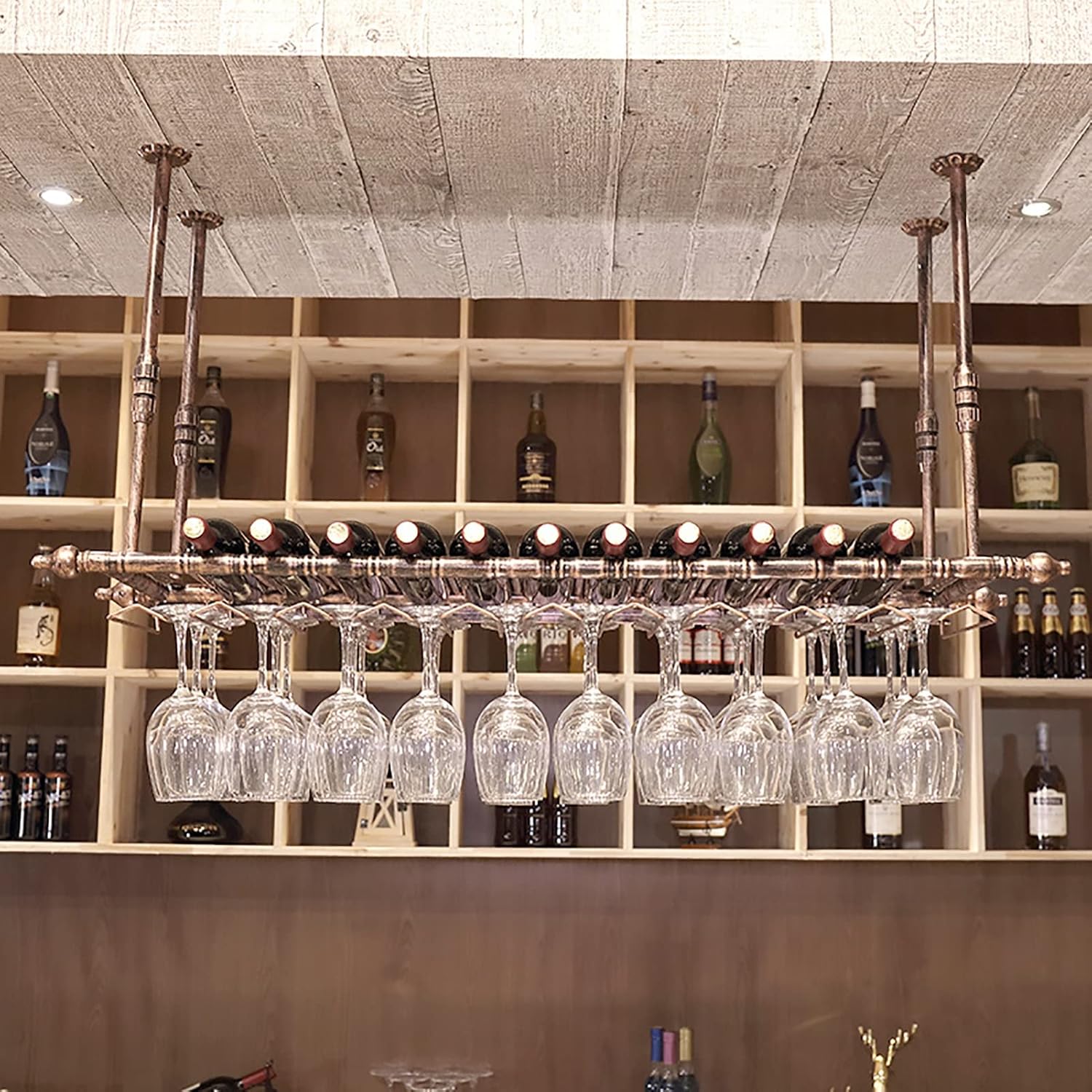 Wall-Mounted Wine Rack with Hanging Design for Home Bar