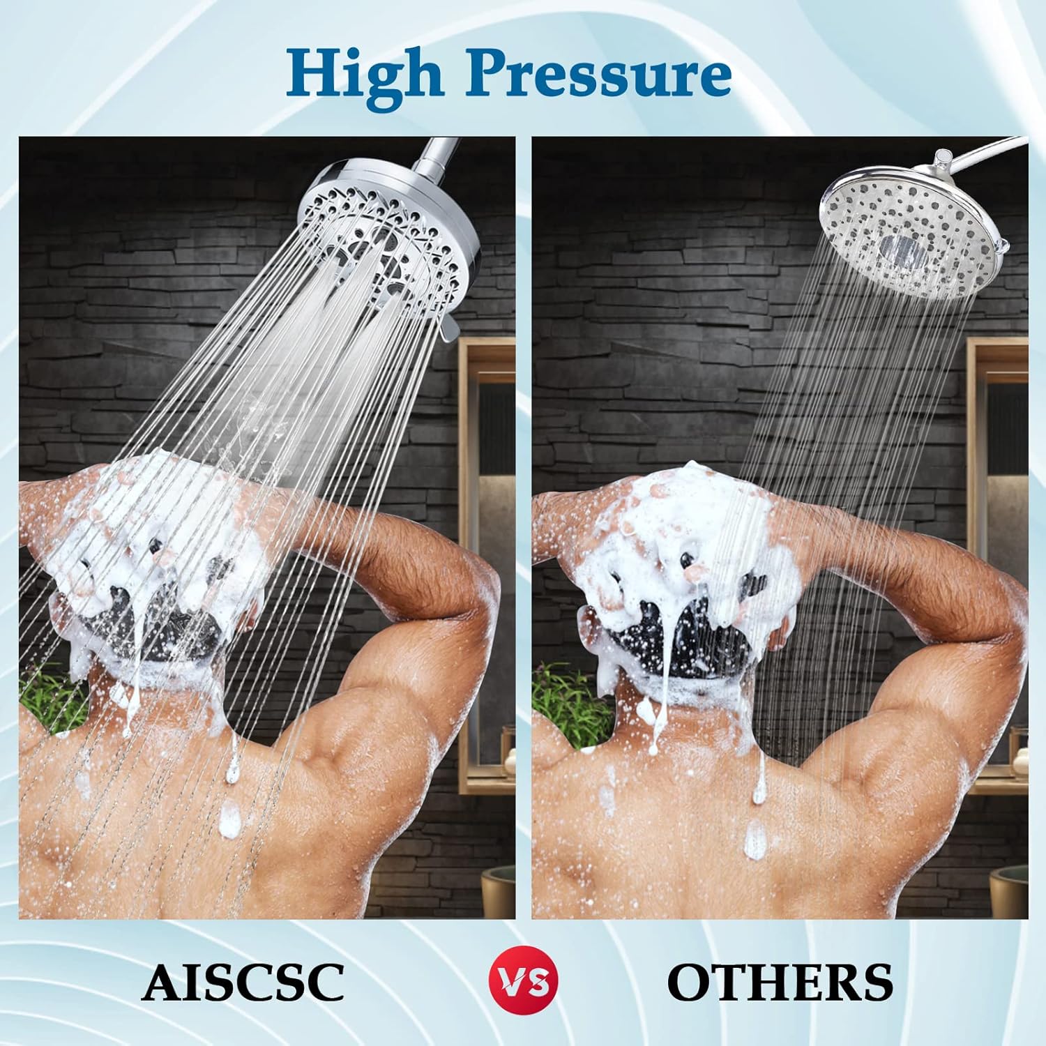 Aiscsc 8 Spray Modes Shower Head with 62 Nozzles