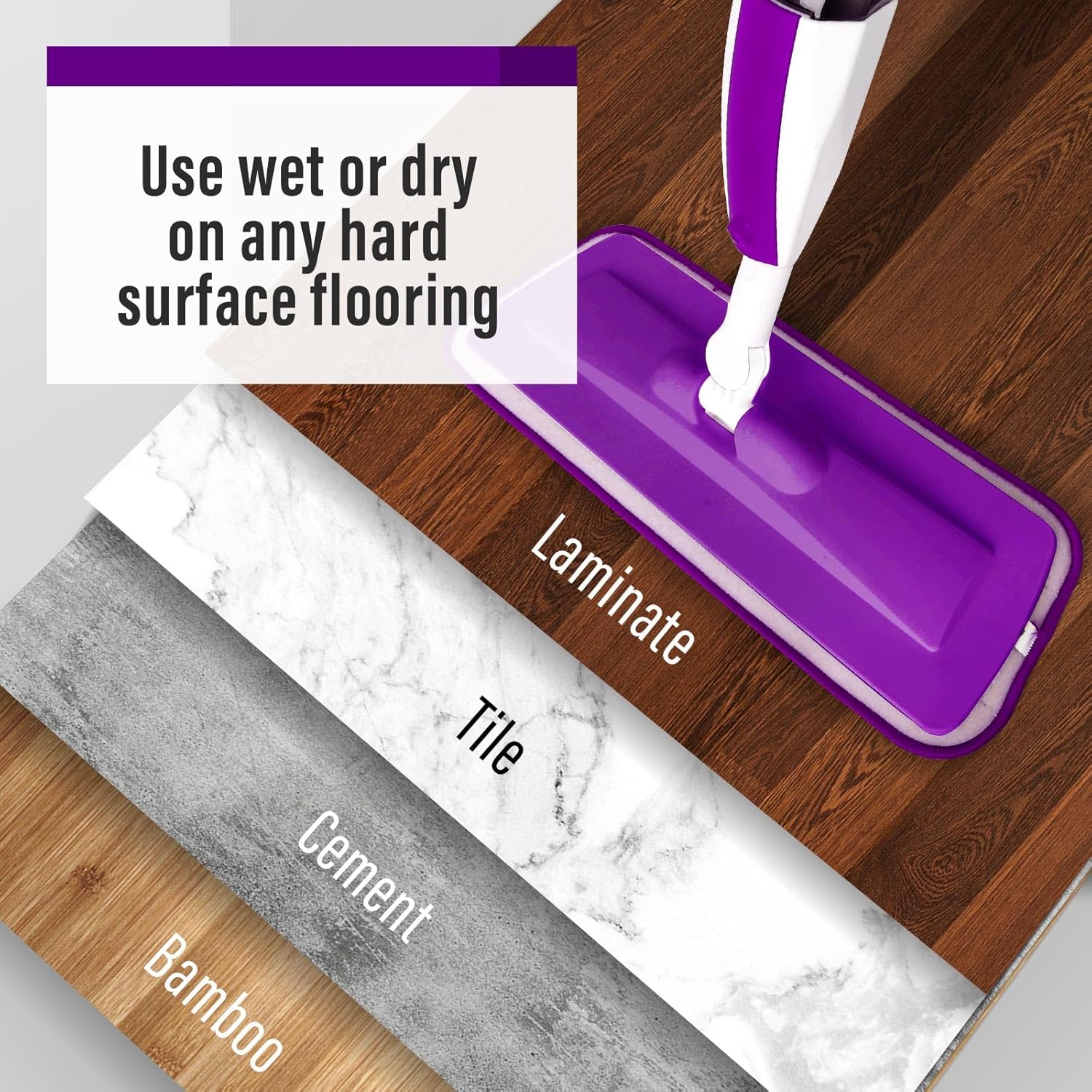 Panda Grip Spray Mop with Refillable Bottle and Microfiber Pads