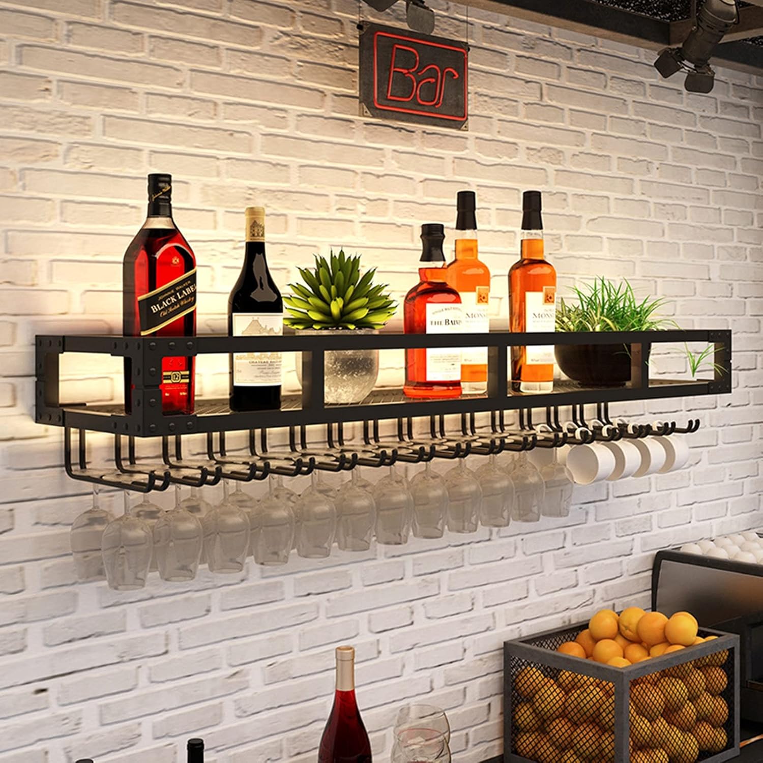 Wall-Mounted Wine Rack - Space-Saving Wrought Iron Holder
