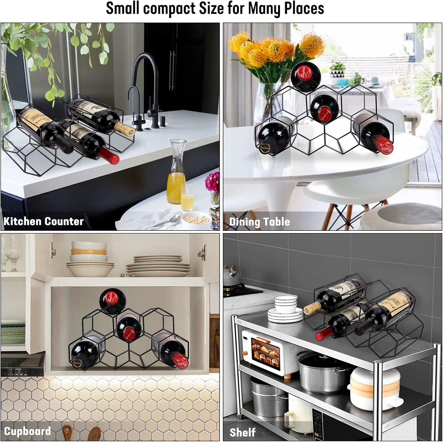 Handisen 9 Bottle Freestanding Wine Rack - Black Metal