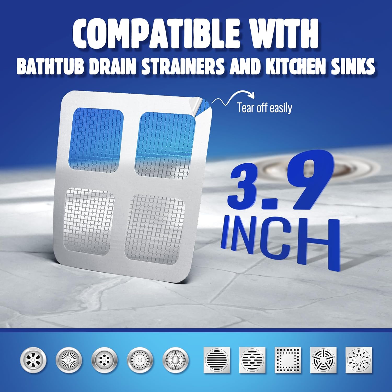 50 Pack Shower Drain Cover Hair Catcher Disposable and Reusable