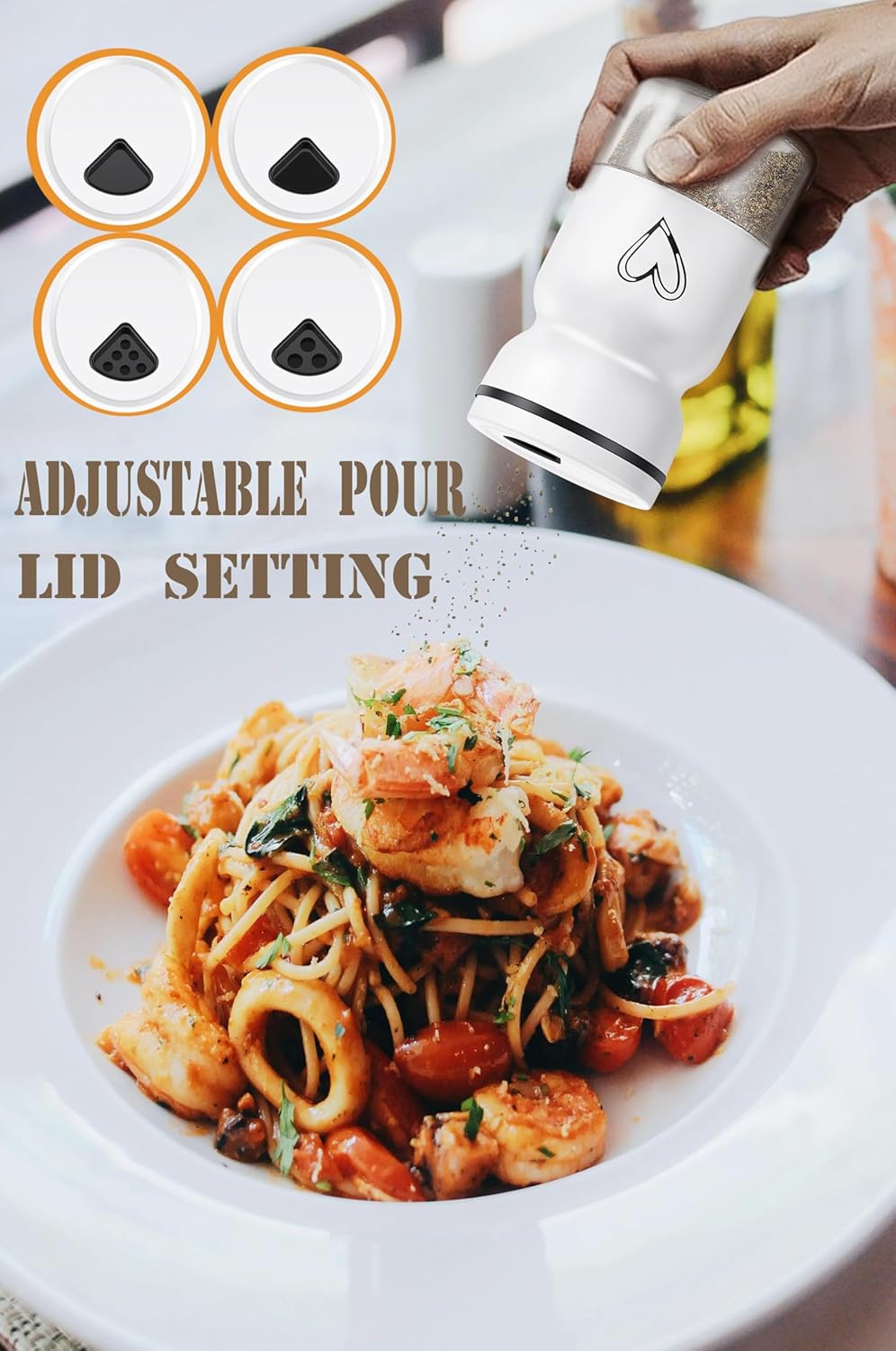 Stainless Steel Salt and Pepper Shakers Set with Adjustable Pour Holes