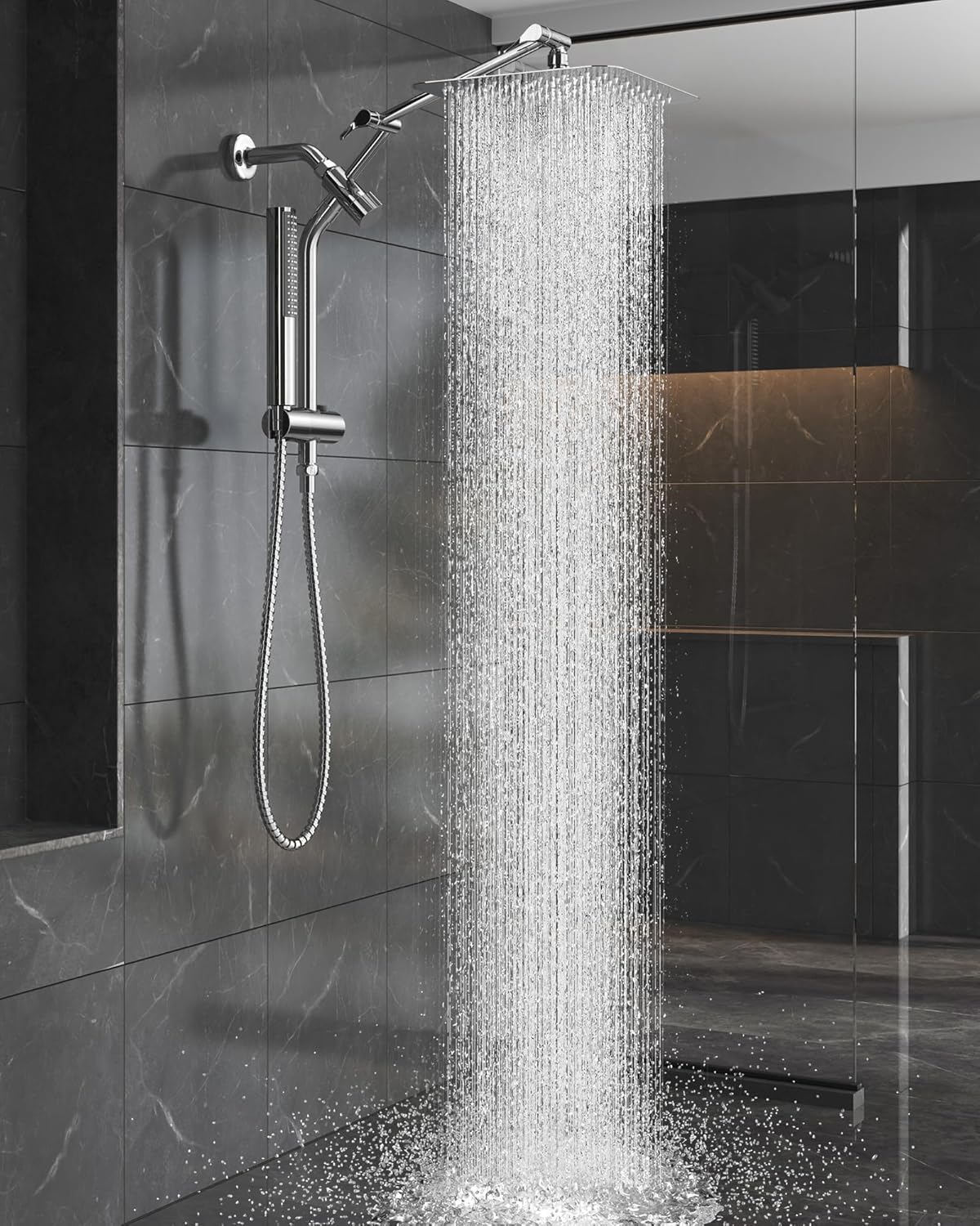 Veken 10 Inch All Metal Rain Shower Head with Handheld Spray Combo