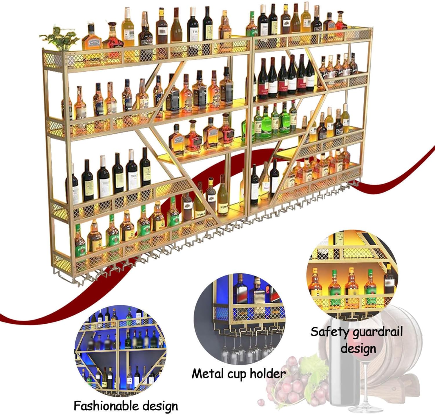 RAJYQODIS Wall-Mounted Wine Rack with Stemware Storage