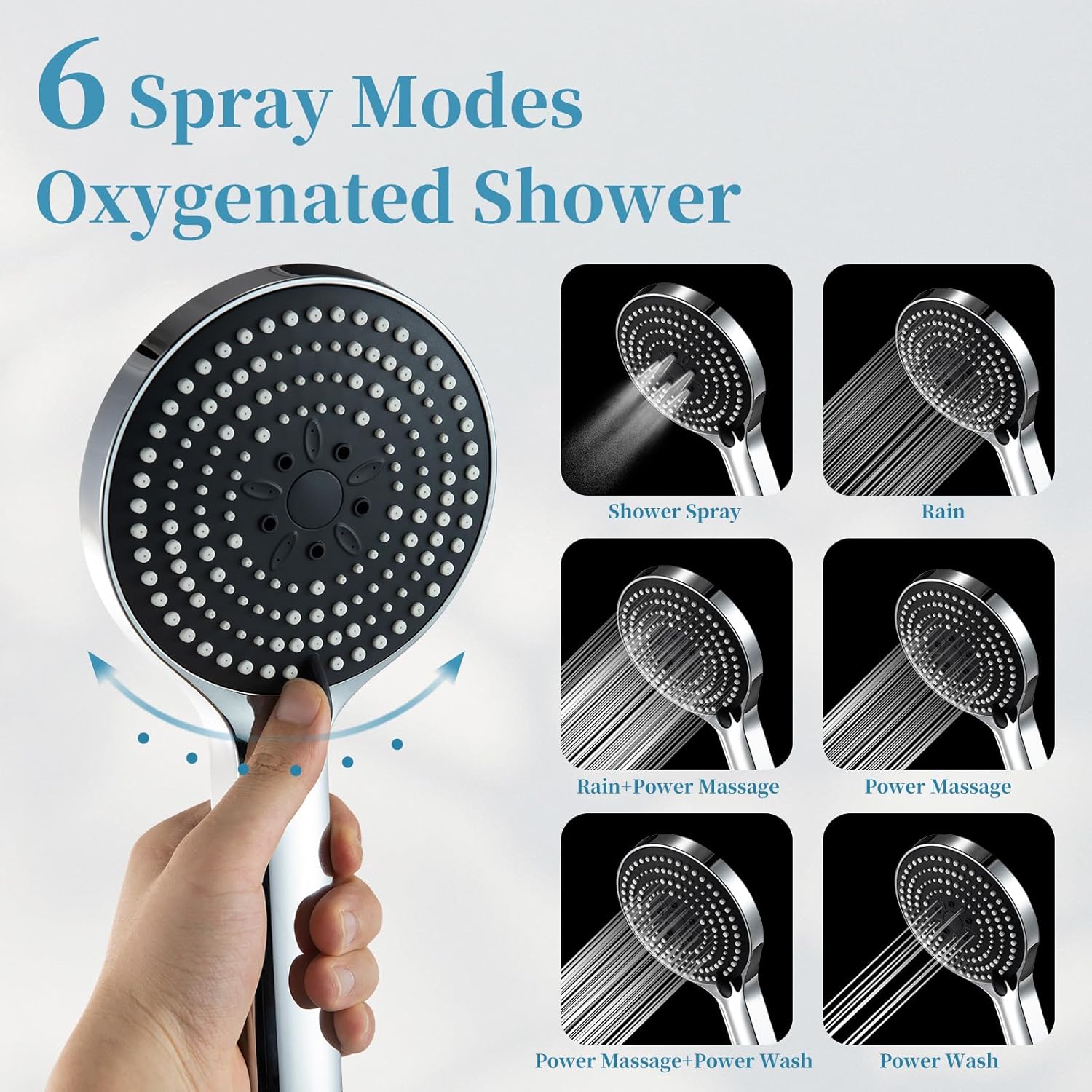 OFFO 6-Mode Handheld Shower Head with Chrome Finish