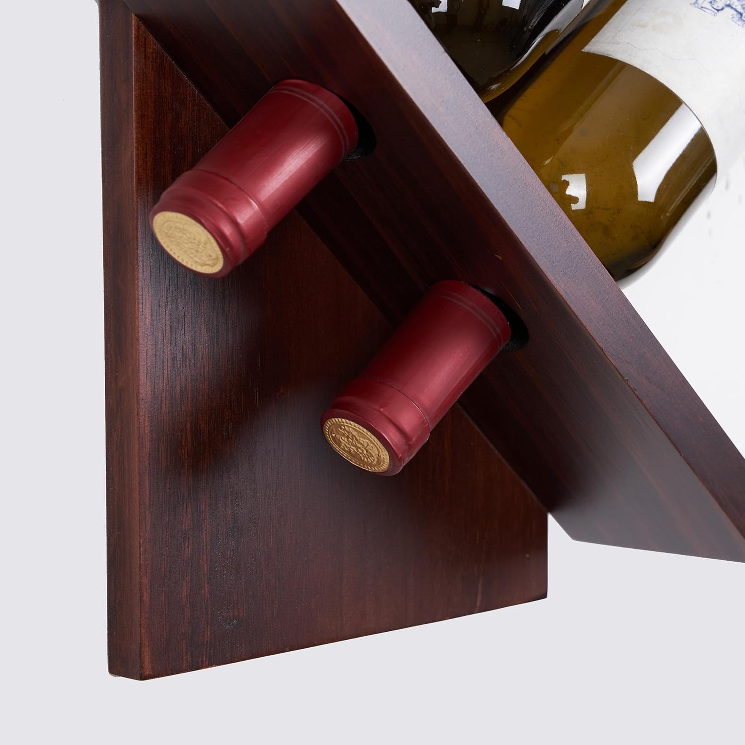 Vertical Wall-Mounted Wood Wine Rack for 8 Bottles