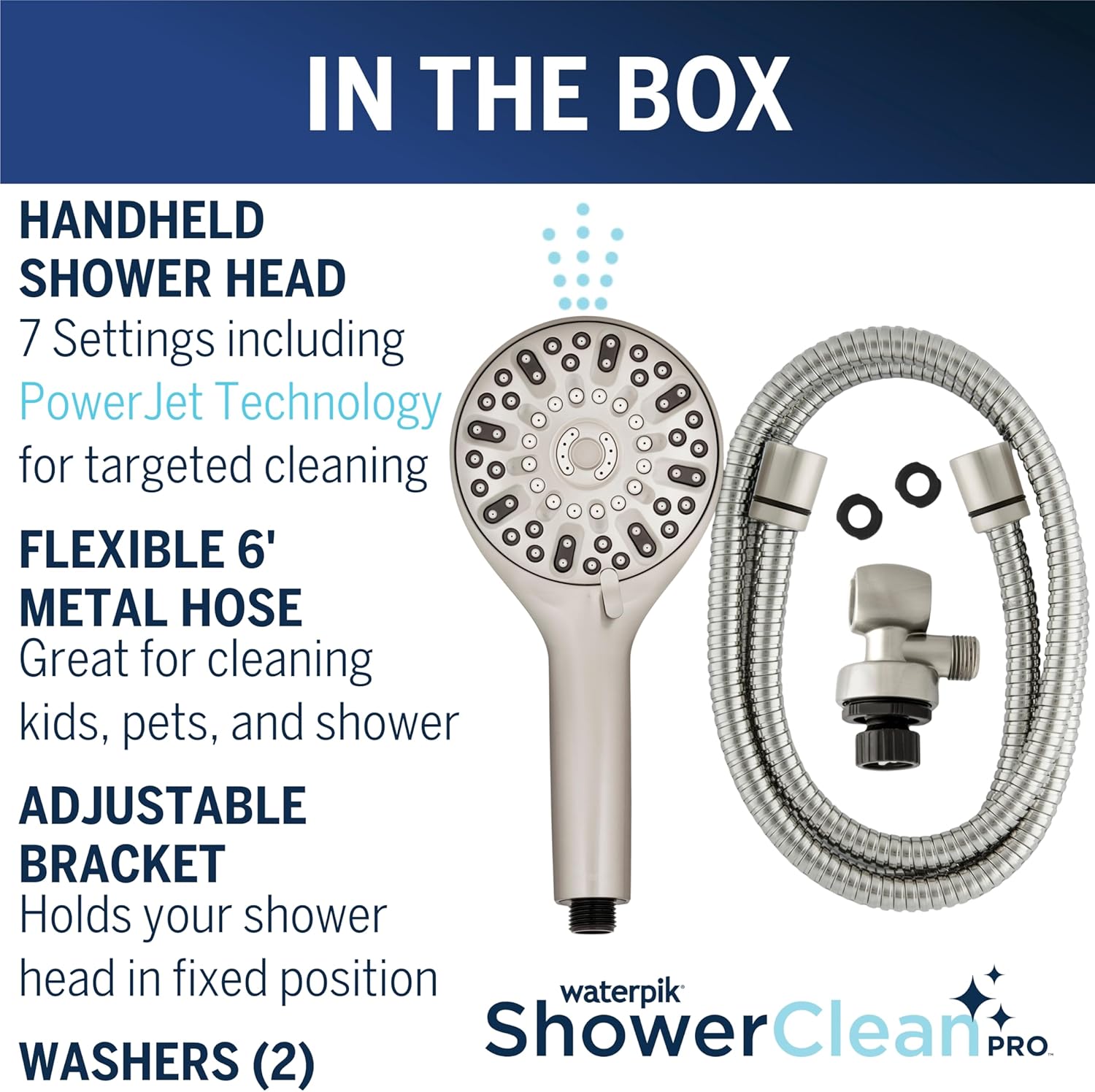 Waterpik ShowerClean Pro Handheld High Pressure Shower Head