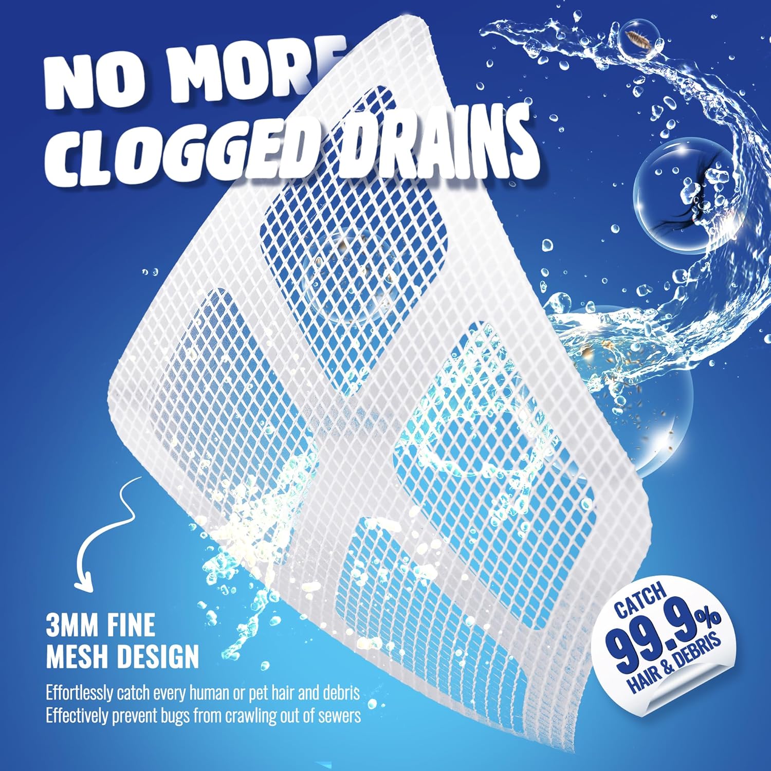 50 Pack Shower Drain Cover Hair Catcher Disposable and Reusable