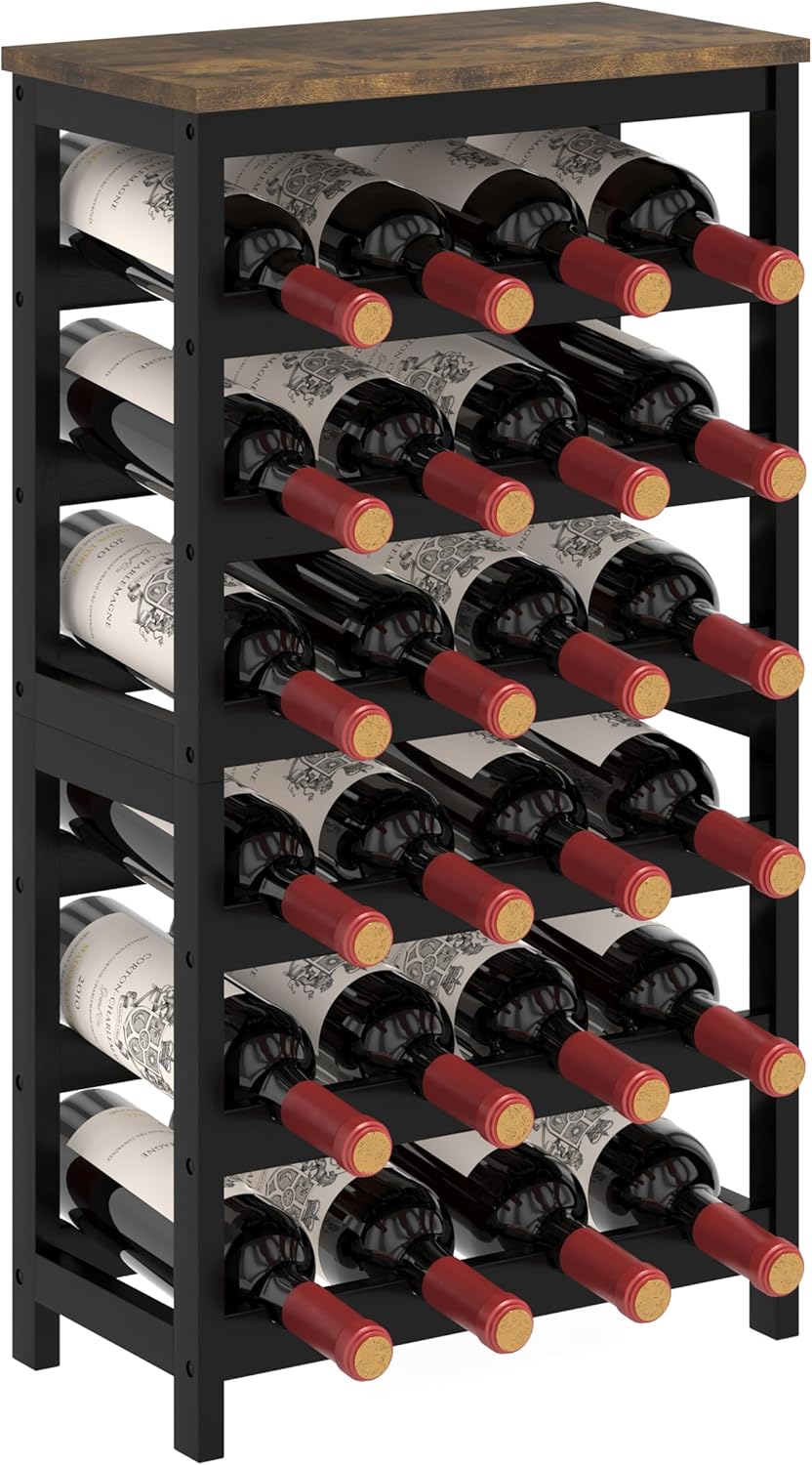 6 Tier Bamboo Wine Rack 24 Bottles Storage Display