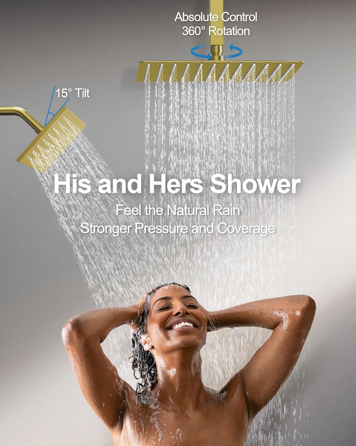 GRANDJOY Brushed Gold Thermostatic Shower System