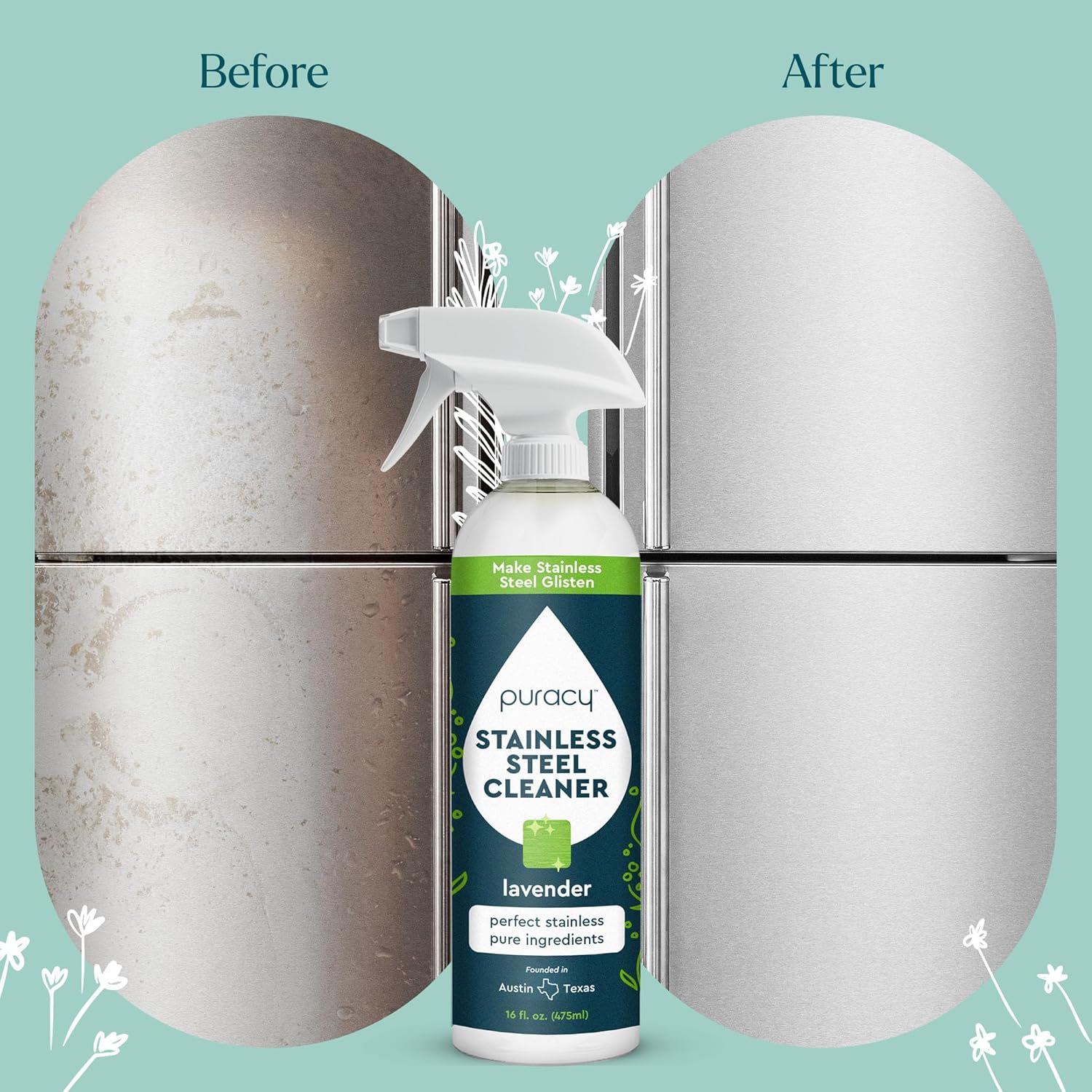 Puracy Stainless Steel Cleaner with Lavender Scent 1
