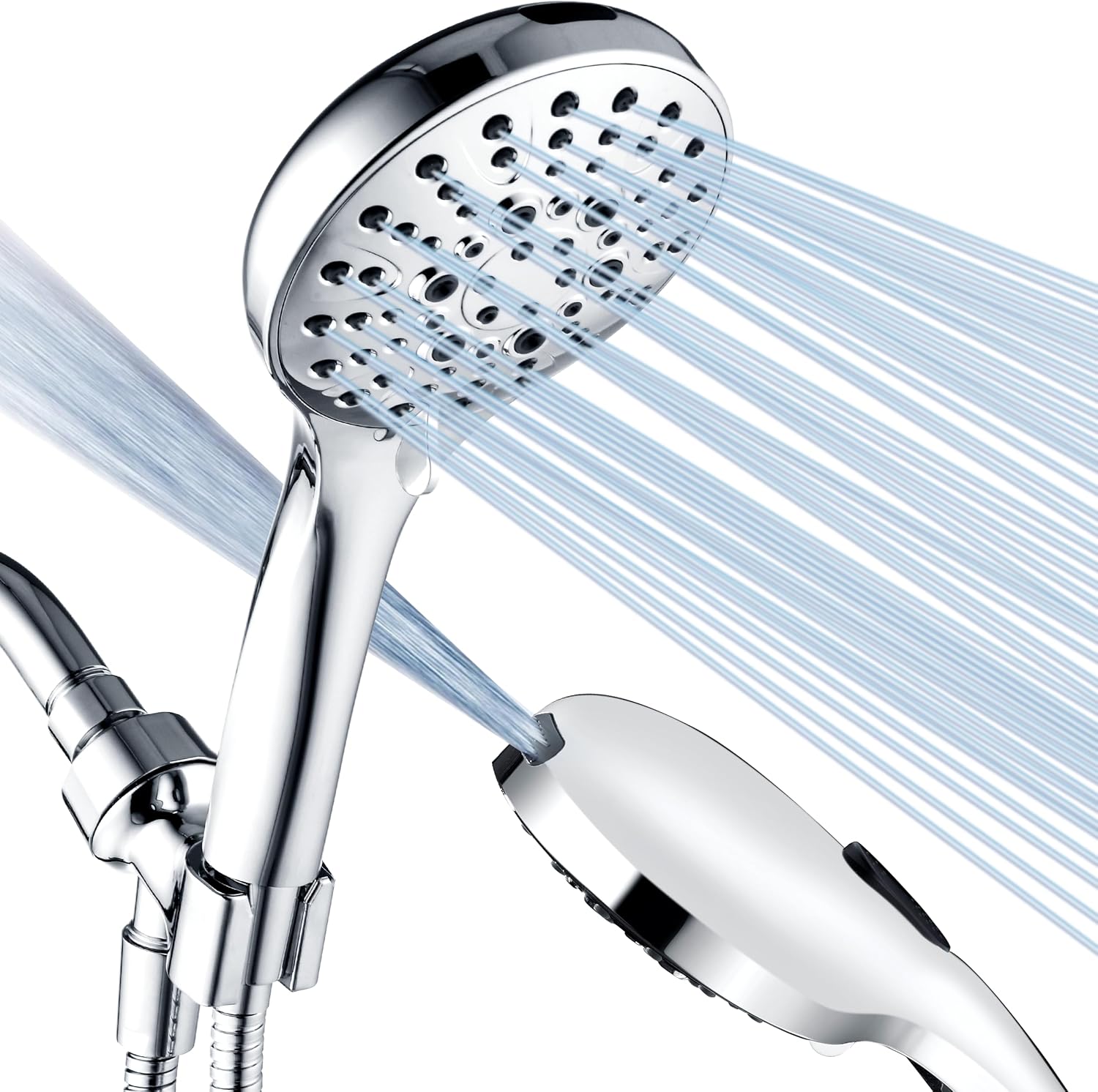 Bright Showers Handheld Shower Head with 9 Spray Settings and Power Wash