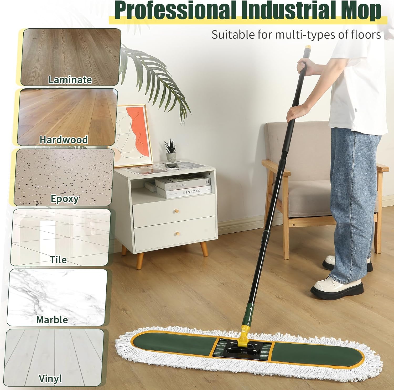BUVE 36 Heavy Duty Dust Mop with Replacement Pads