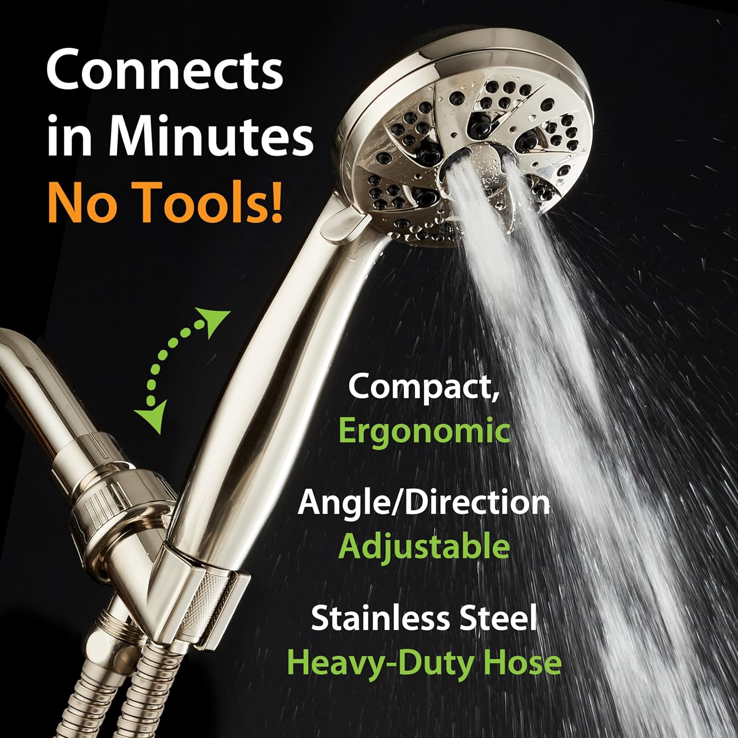 AquaDance 6-Setting Handheld Shower Head with Nickel Finish