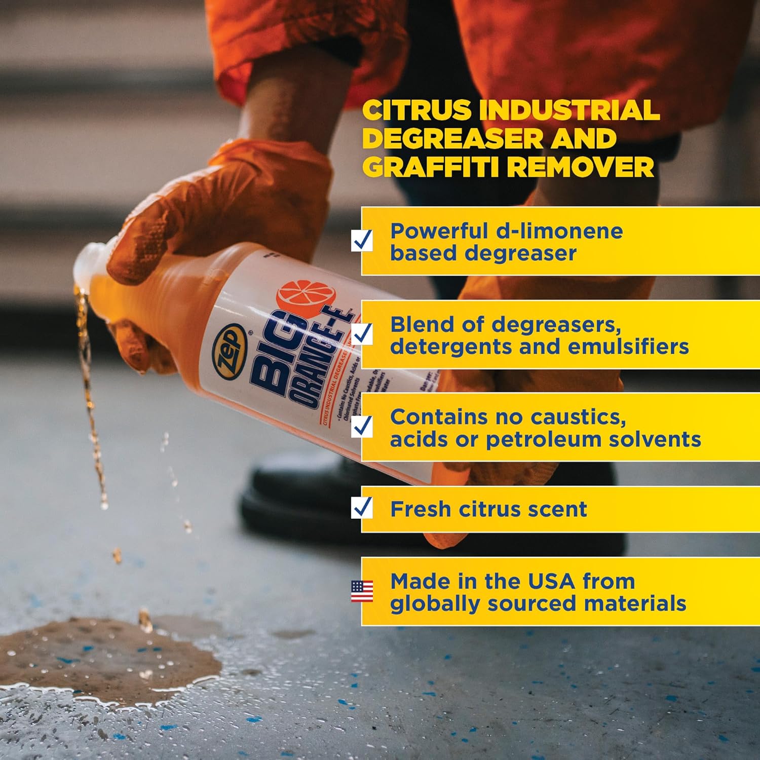 Zep Big Orange-E Citrus Industrial Degreaser 1 Quart Case of 12