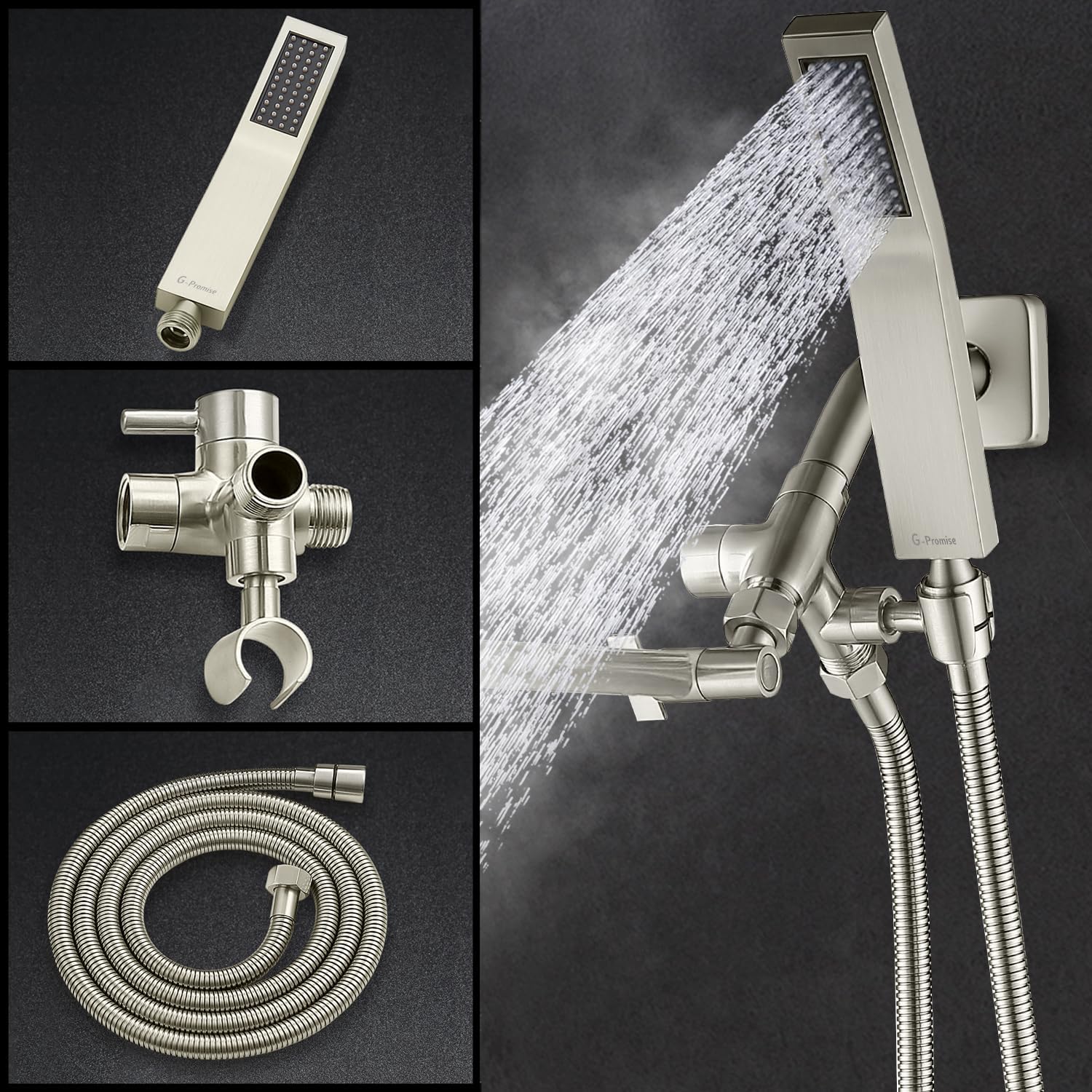 G-Promise All Metal 10 Dual Square Shower Head Combo