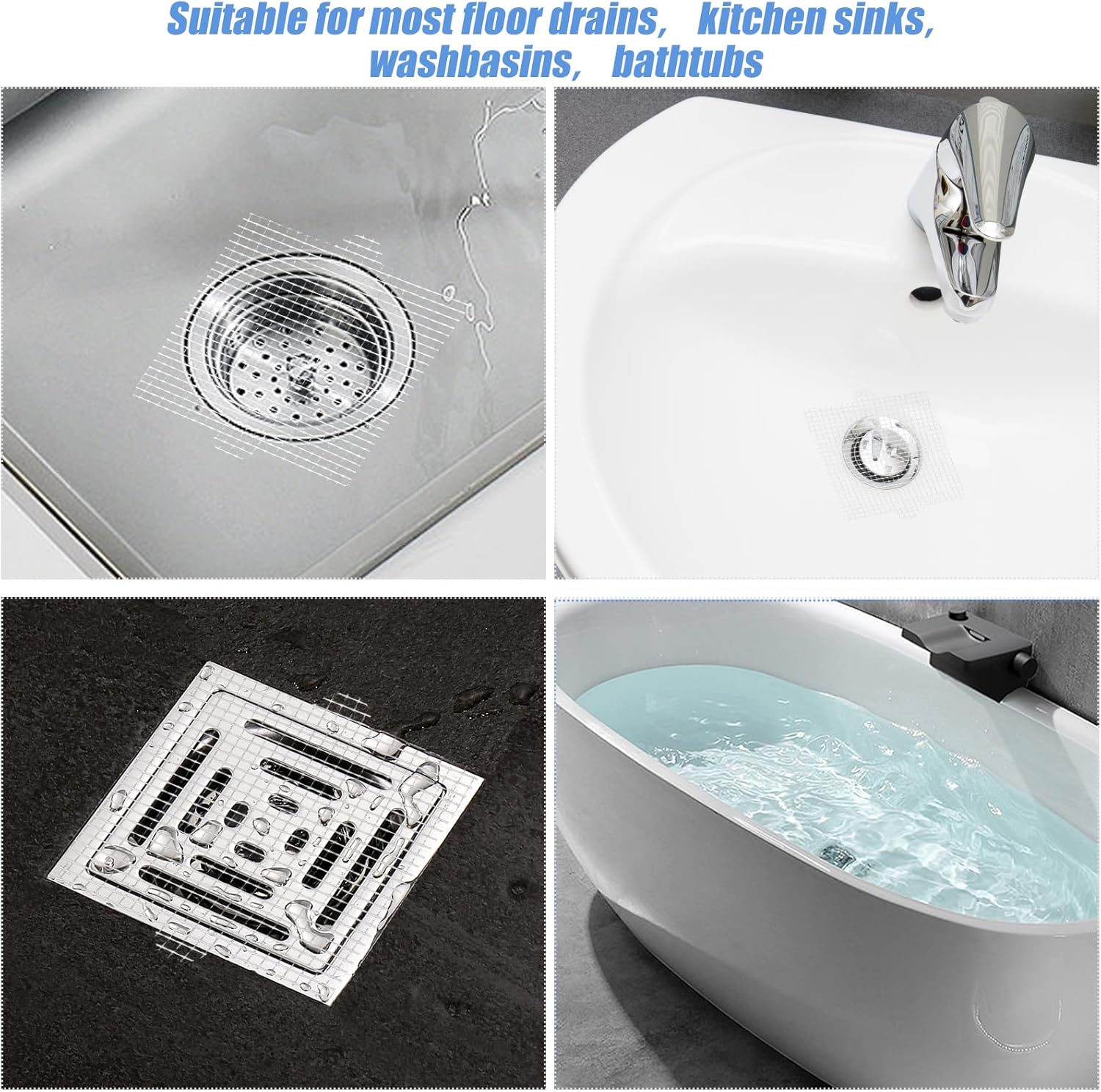 BOXOB 30pcs Square Shower Hair Catchers with Waterproof Adhesive