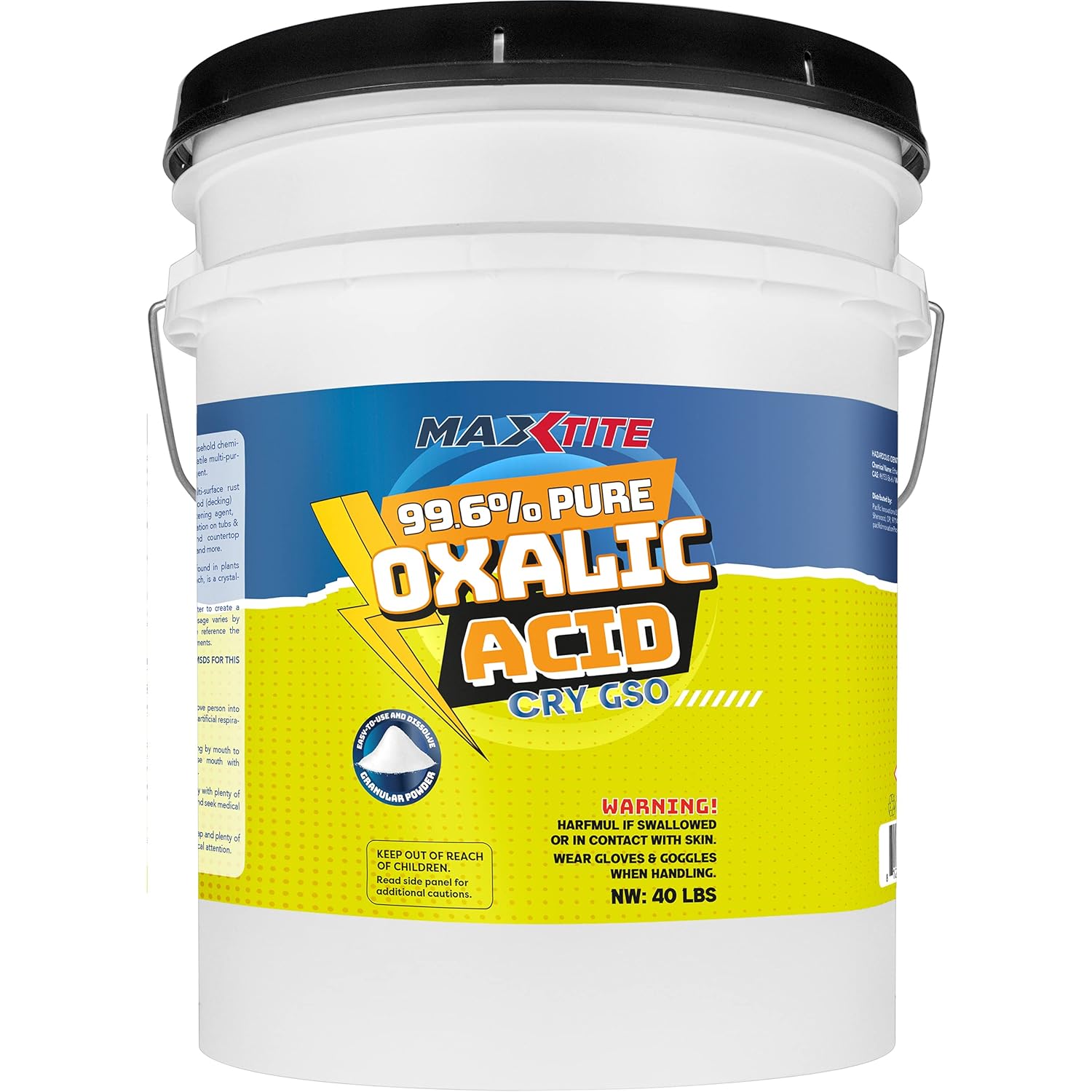 MAXTITE Oxalic Acid 40 Lbs 996 Pure - Heavy-Duty Pail