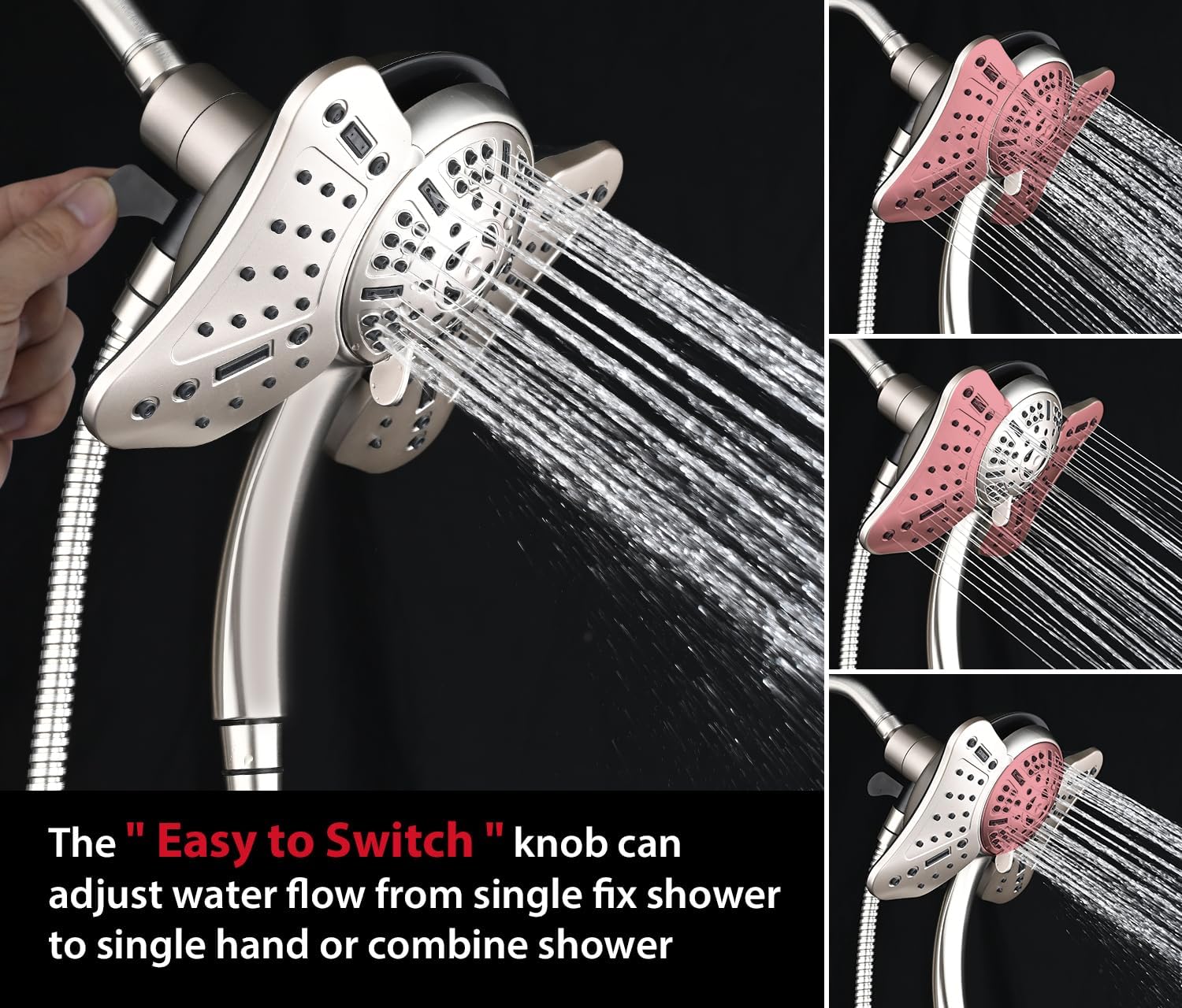 GRICH 25GPM Handheld Rain Shower Combo with 9 Modes