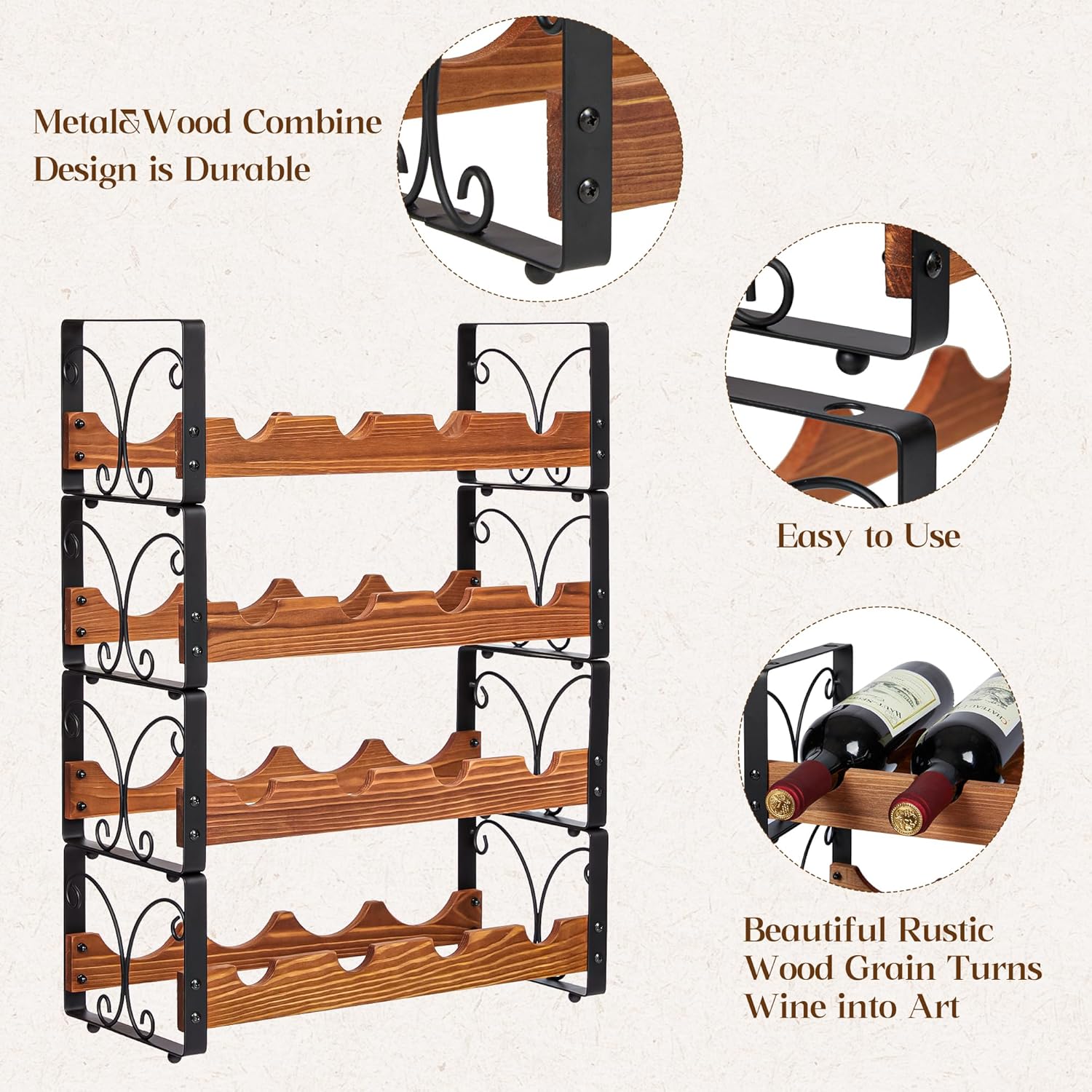 X-cosrack 4 Tier Stackable Wine Rack with Patent Design