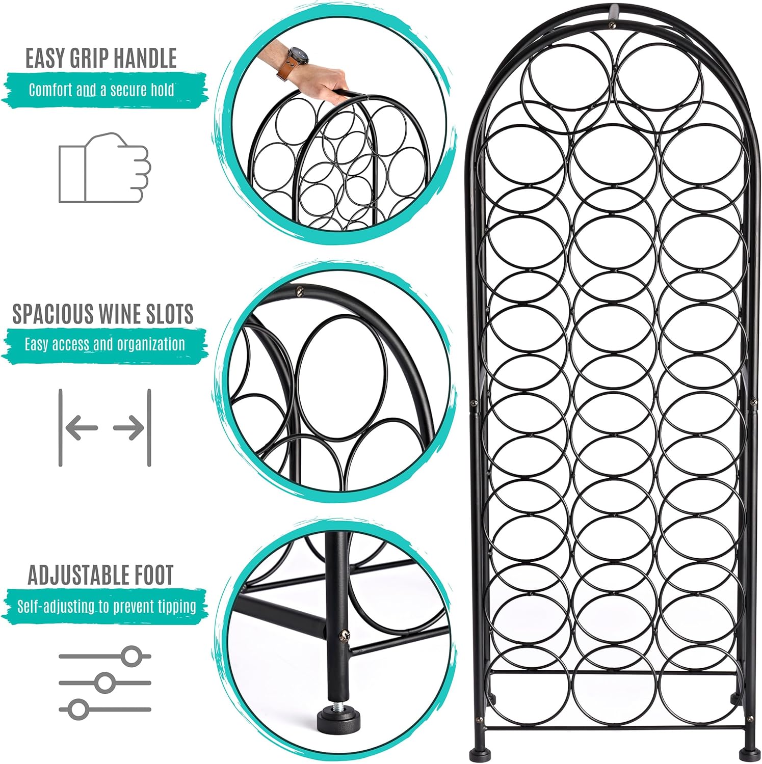 Sorbus Freestanding Wine Rack - 23 Bottle Storage