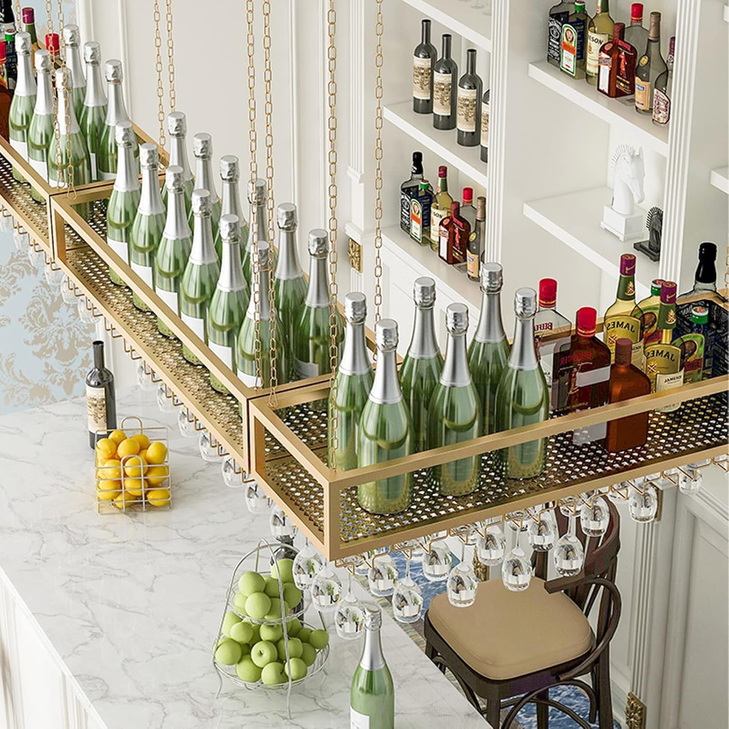 ZJDYDY Wall-Mounted Wine Racks with Glass Holders